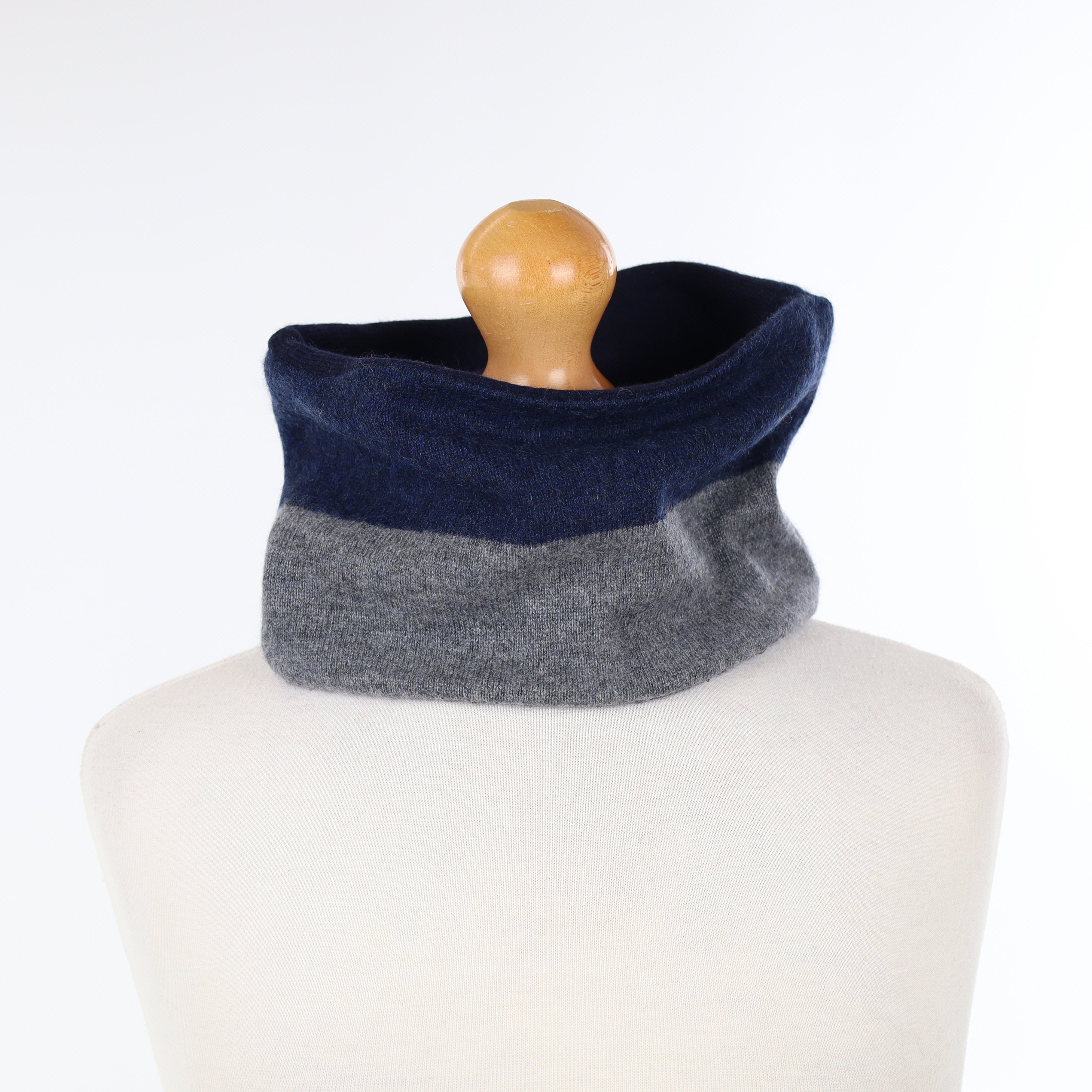 Slate Grey and Navy Blue Patterned Neck Warmer