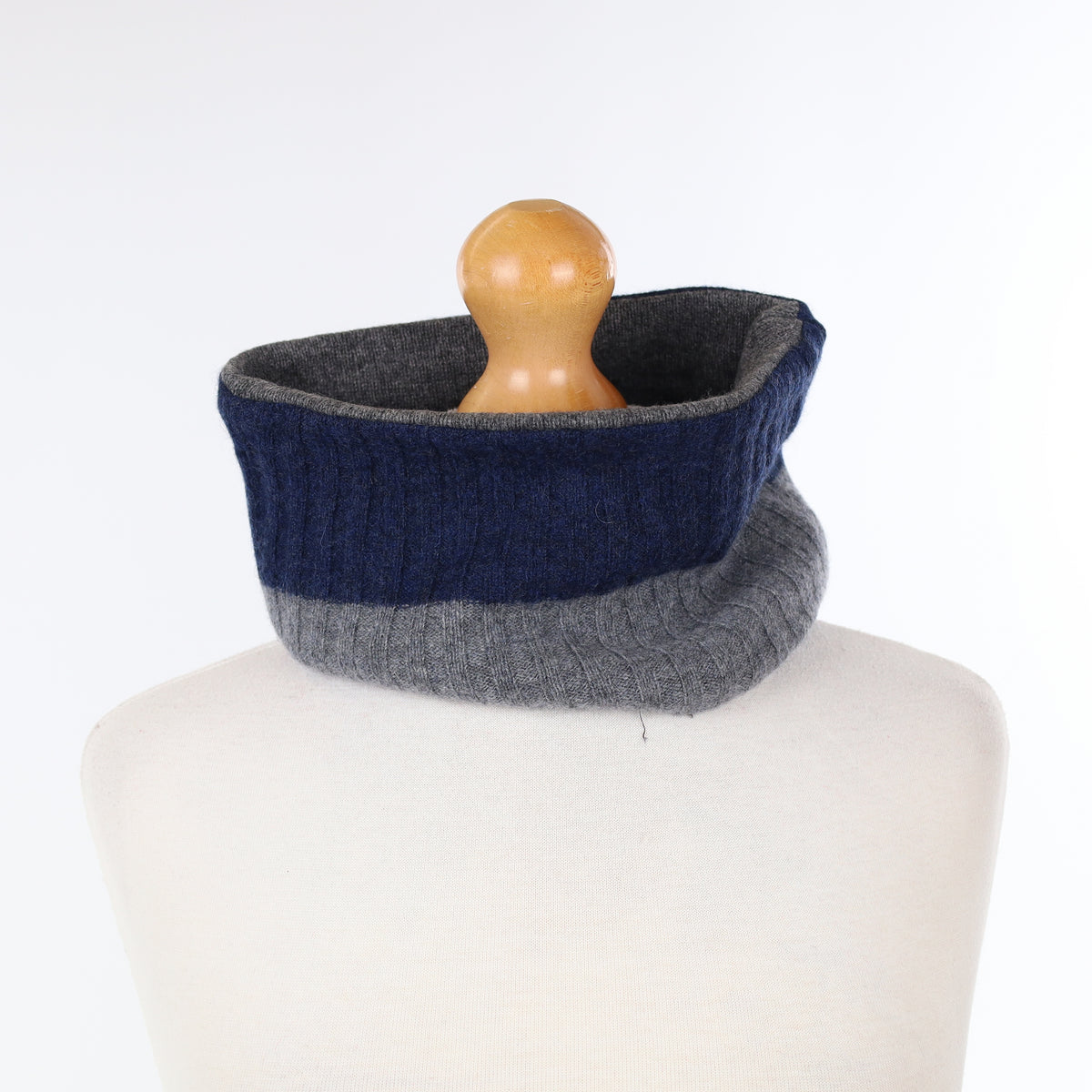 Slate Grey and Navy Blue Ribbed Neck Warmer