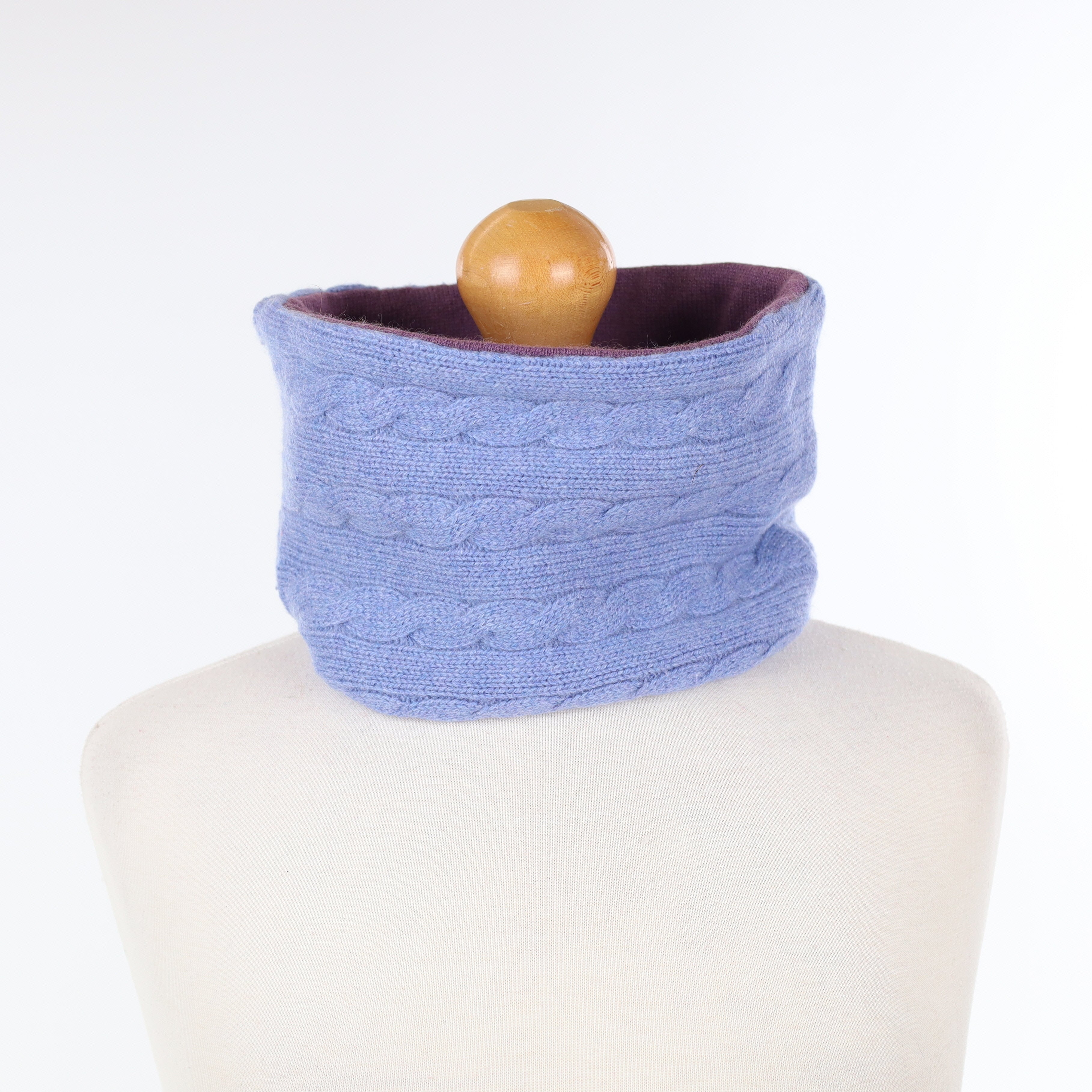 Sky Blue Textured Knit and Purple Neck Warmer