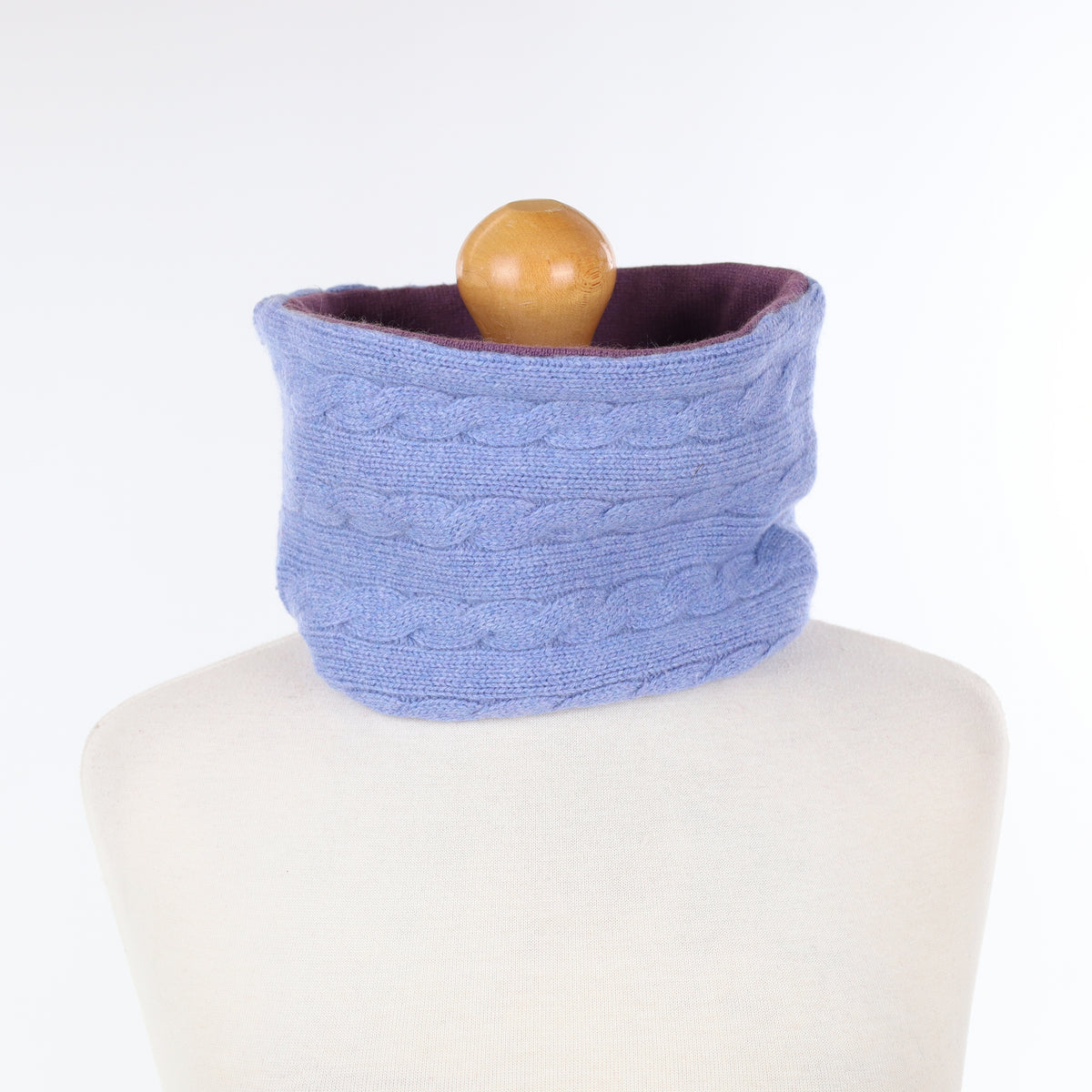 Sky Blue Textured Knit and Purple Neck Warmer