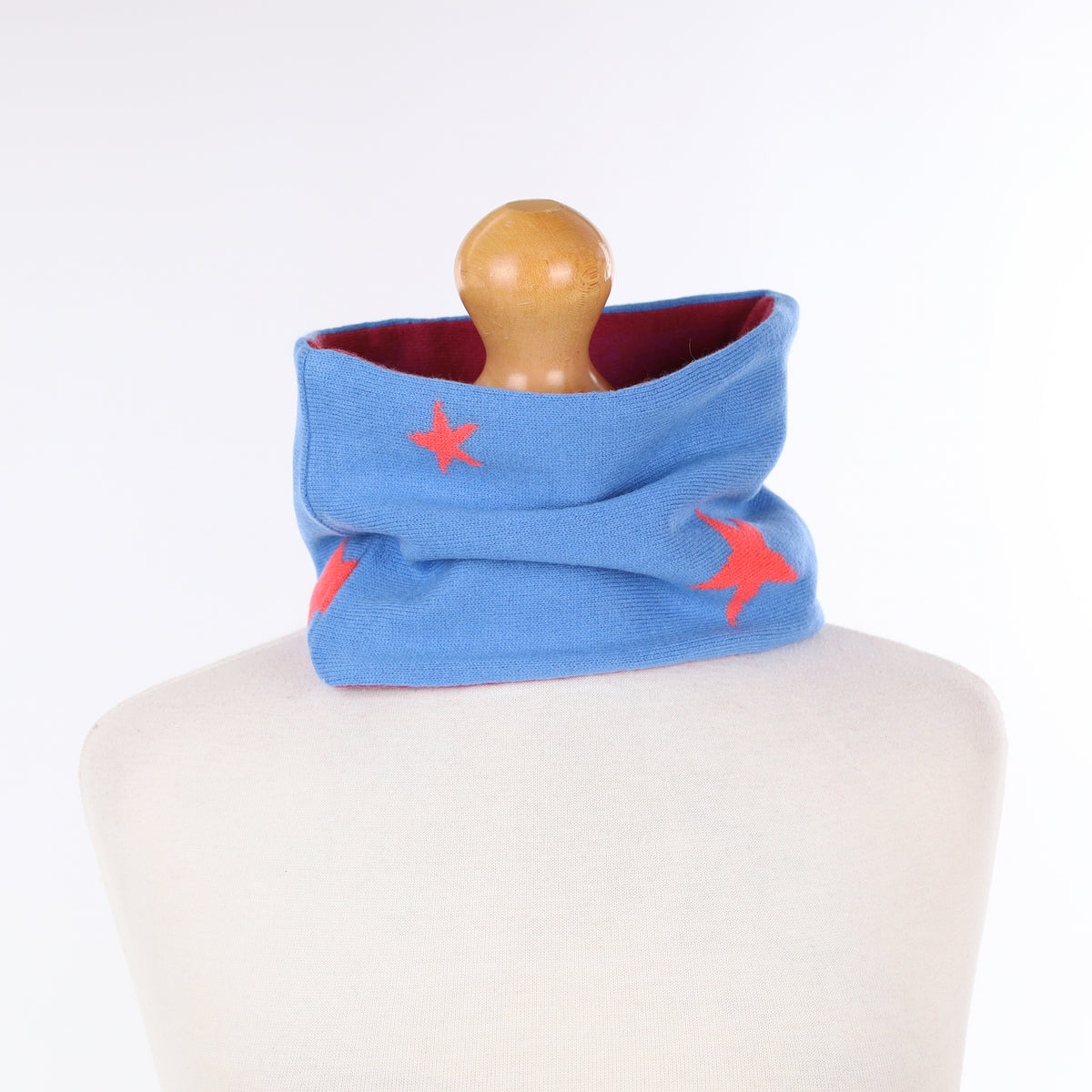 Blue and Pink Star Patterned Neck Warmer
