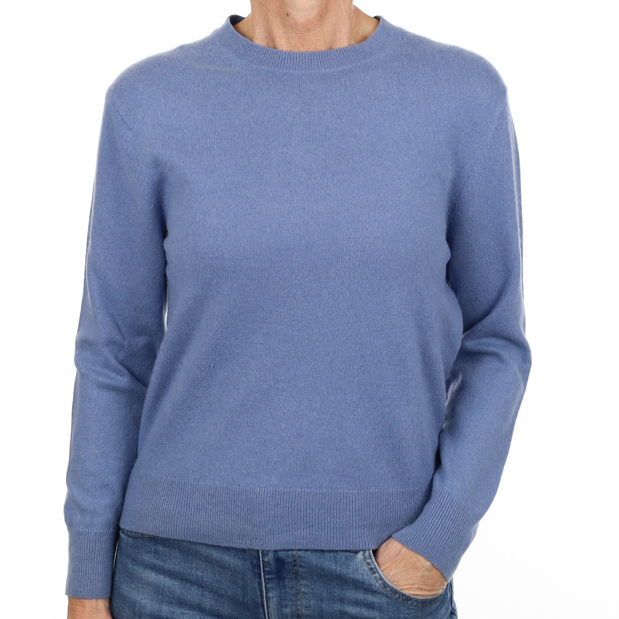 Tanzanite Blue Cashmere Crew Neck Jumper Small