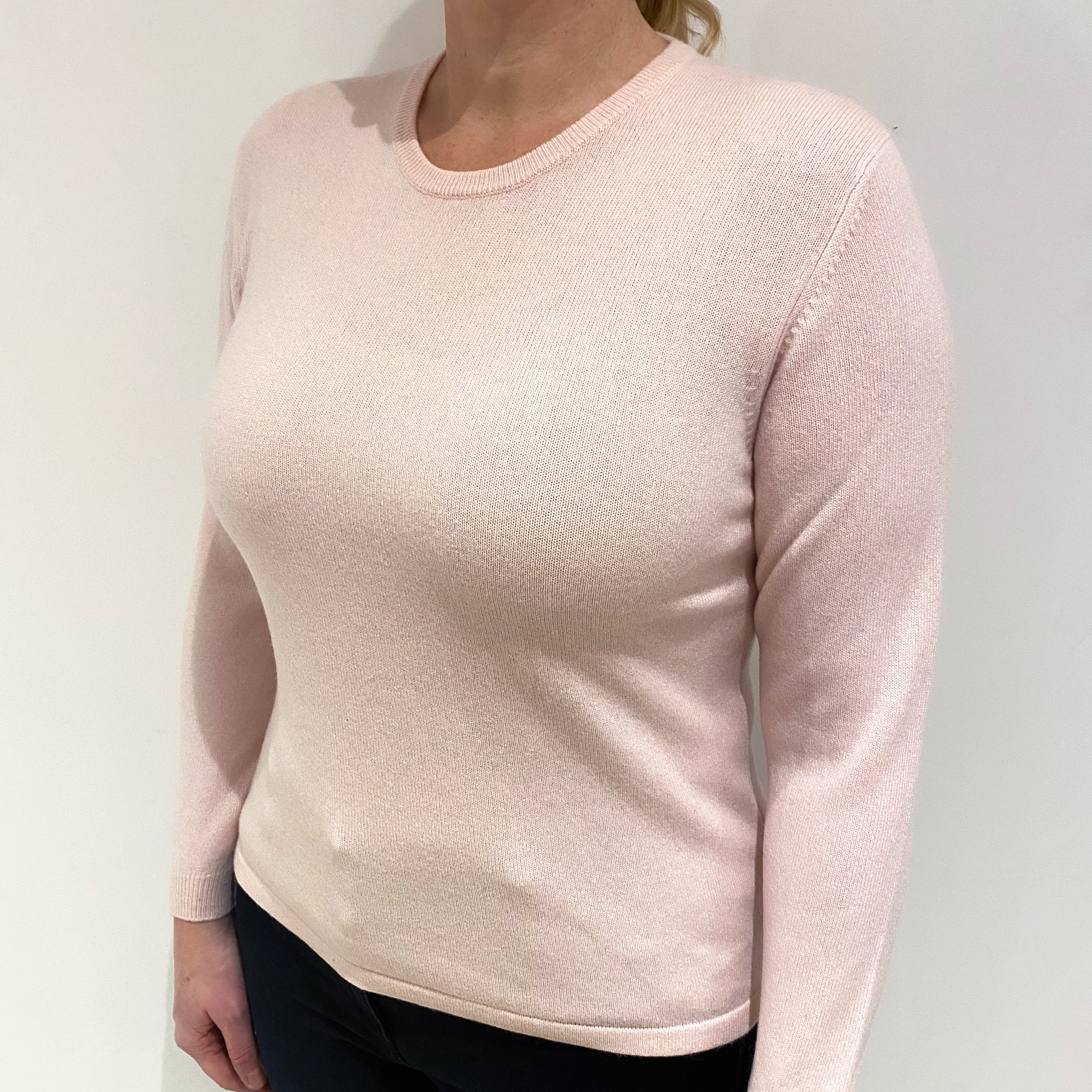 Ice Pink Cashmere Crew Neck Jumper Large
