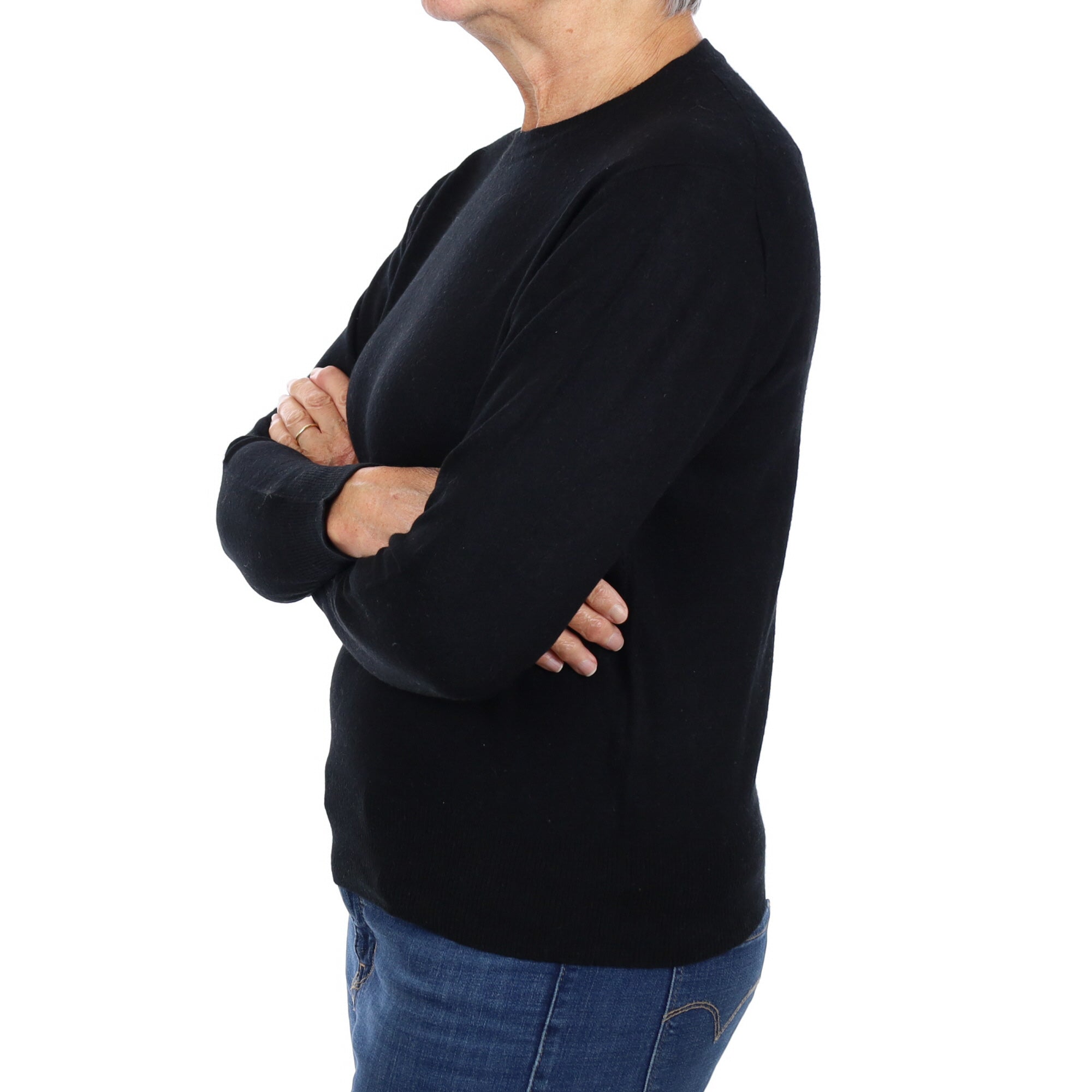 Black Cashmere Crew Neck Jumper Medium