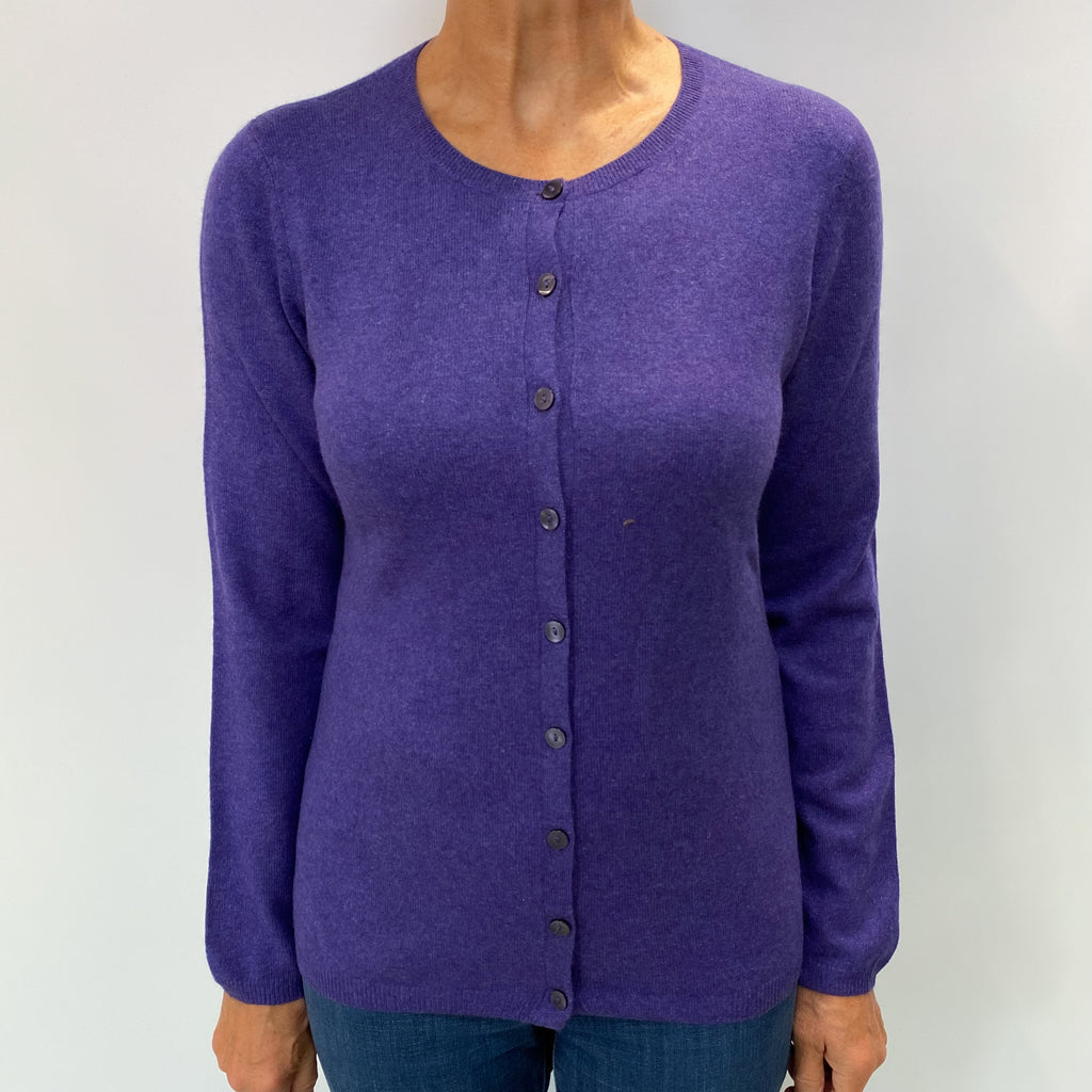 Amethyst Purple Cashmere Crew Neck Cardigan Medium