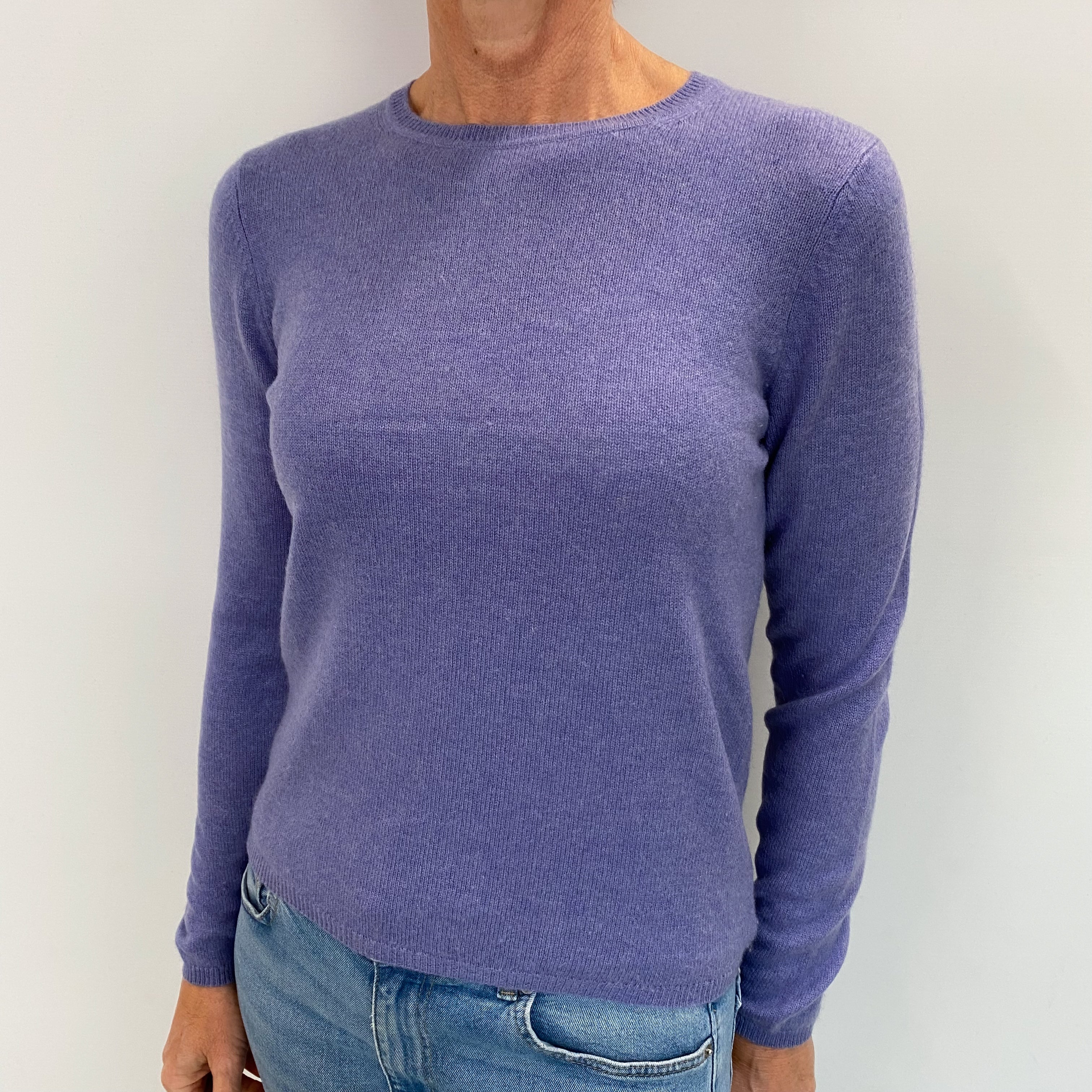 Amethyst Purple Cashmere Crew Neck Jumper Small