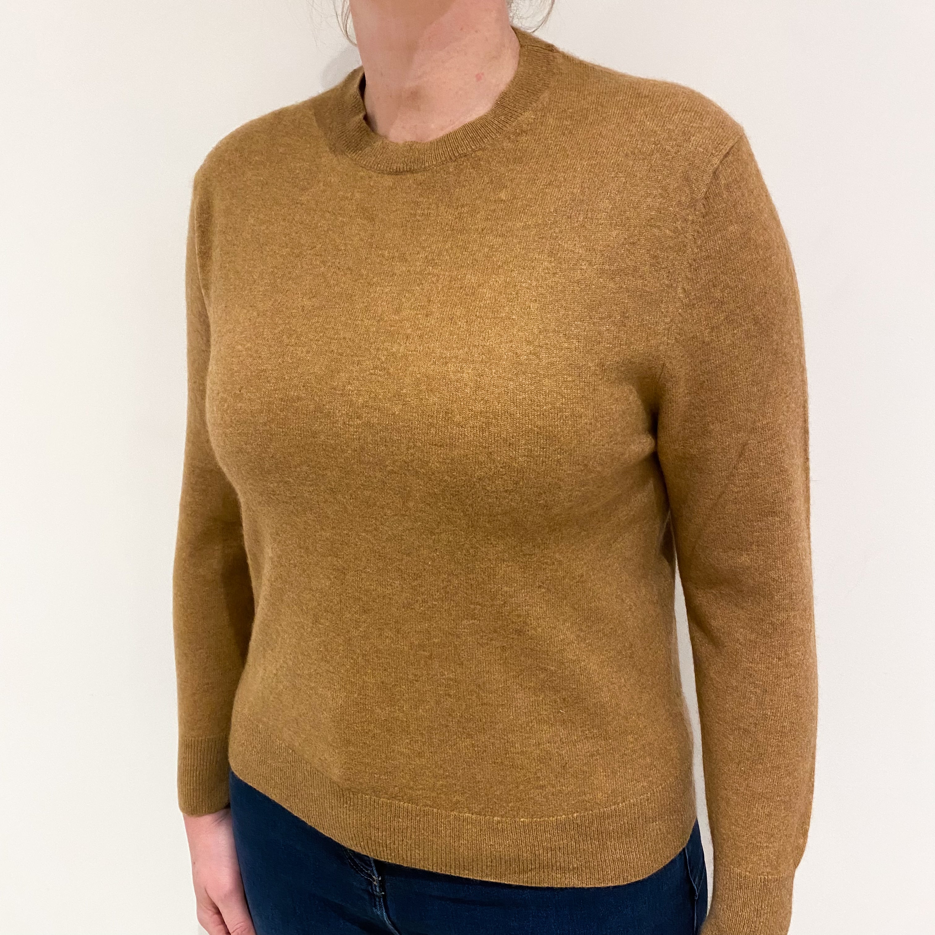 Butterscotch Brown Cashmere Crew Neck Jumper Large