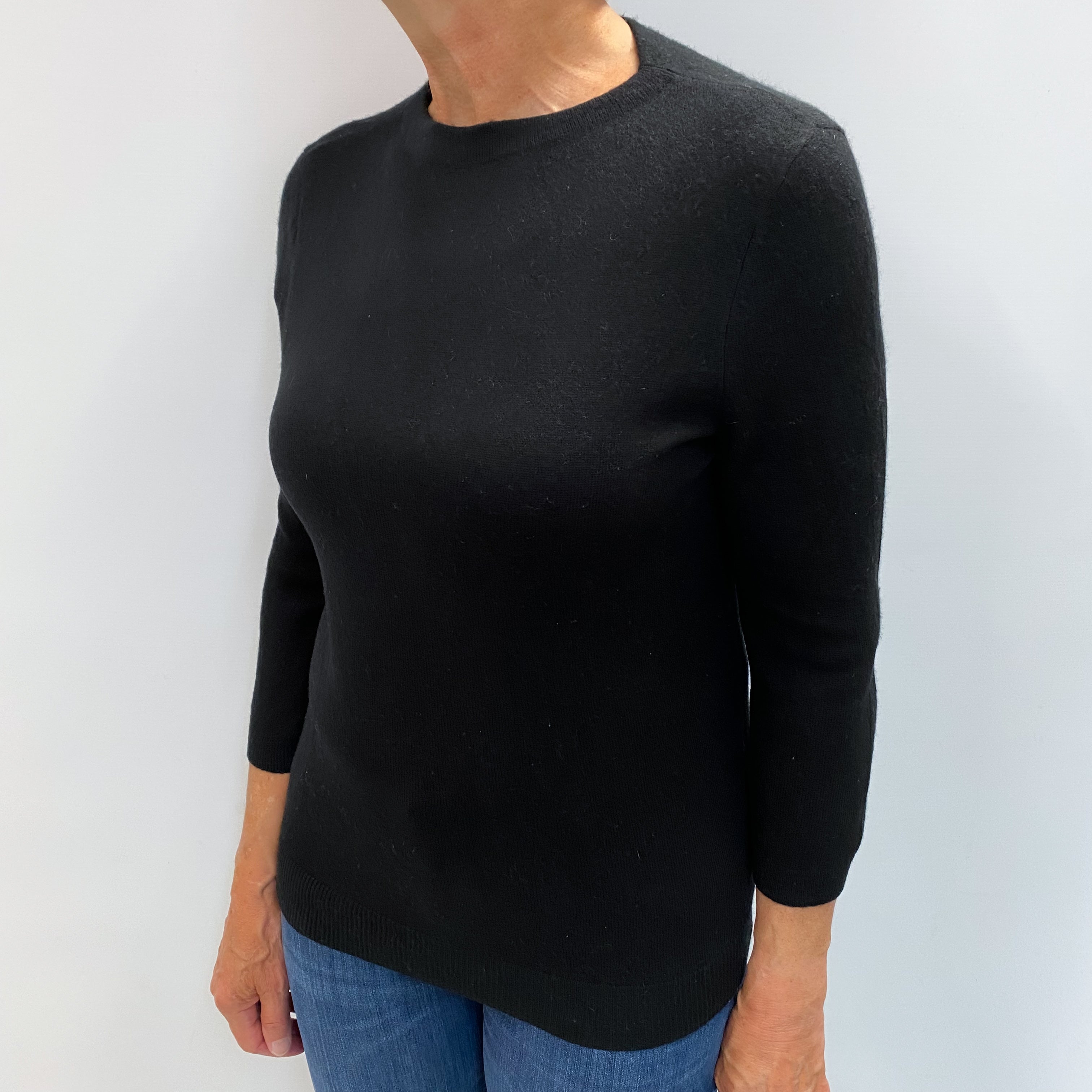 Black Cashmere Crew Neck Jumper Medium