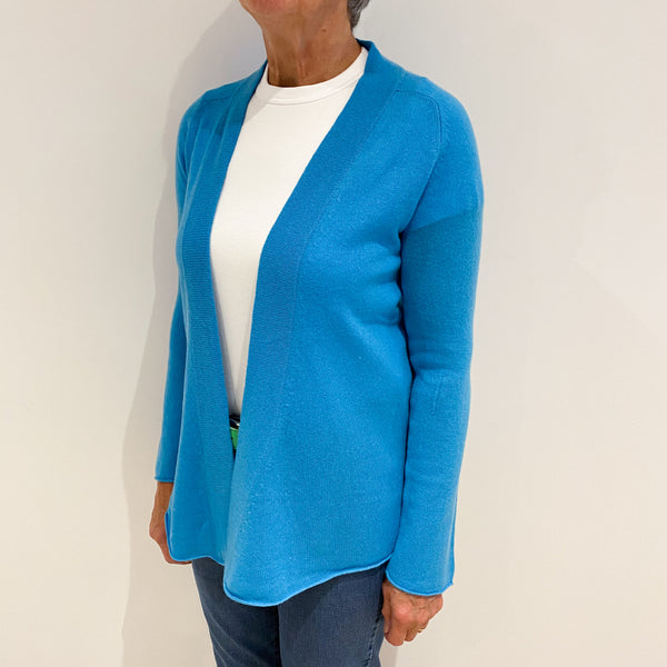 Turquoise Blue Lightweight Cashmere Edge To Edge Cardigan Medium