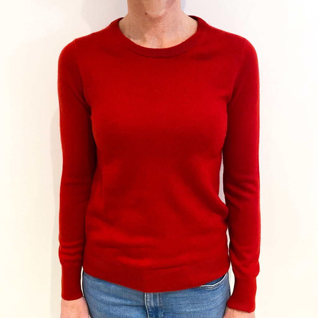 Scarlet Red Cashmere Crew Neck Jumper Small
