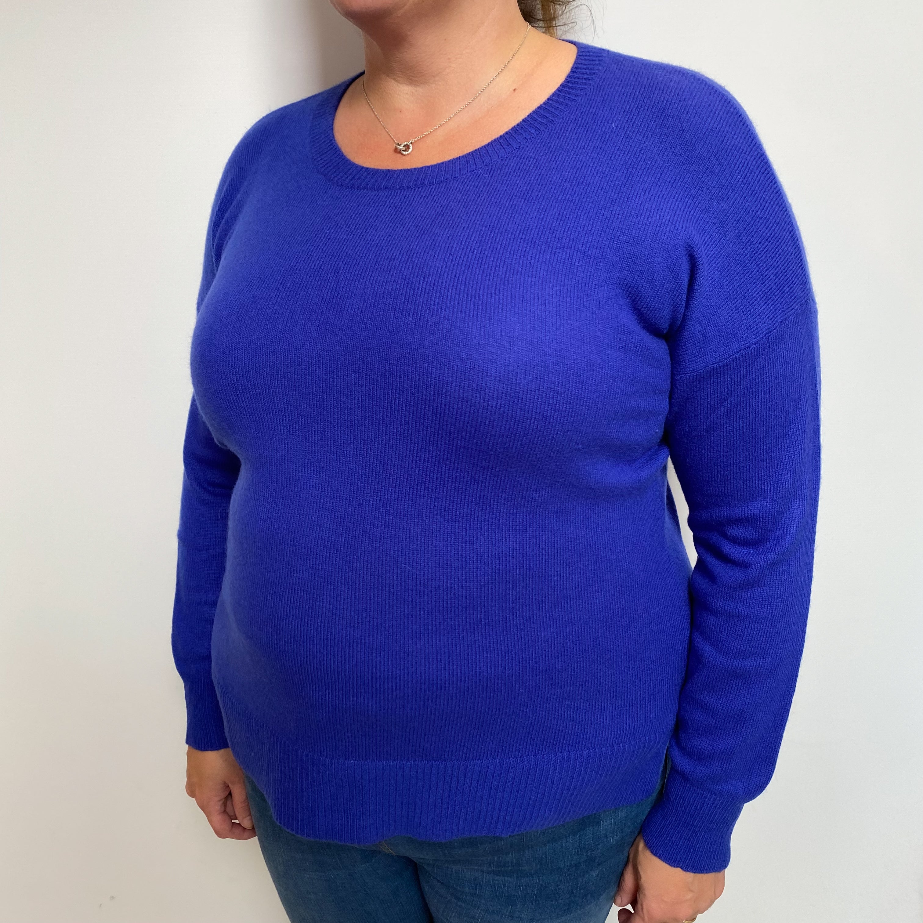 Cobalt Blue Cashmere Crew Neck Jumper Extra Large