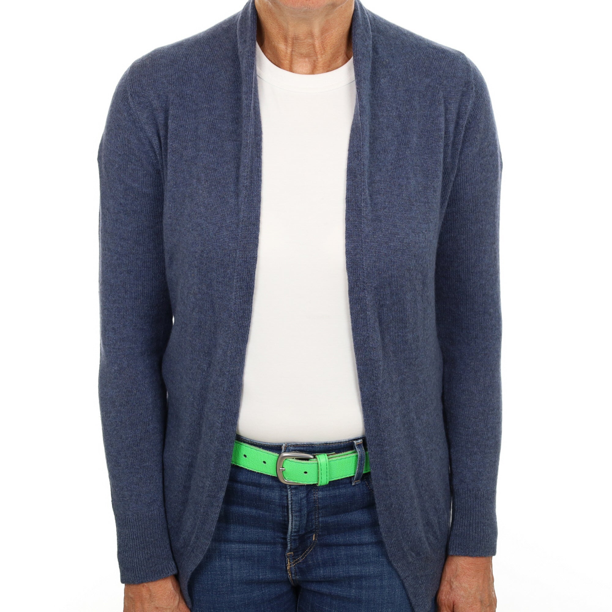 Brand New Scottish Naval Blue Cashmere Edge To Edge Cardigan Medium