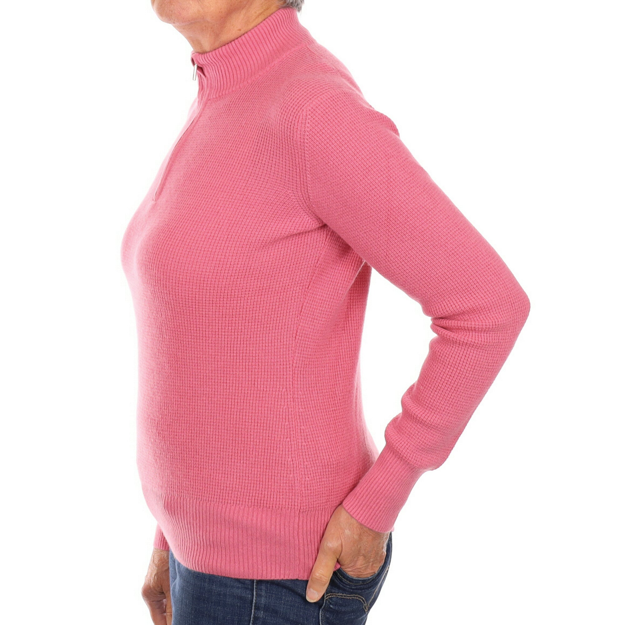 Italian Bubblegum Pink Cashmere 1/4 Zip Jumper Medium