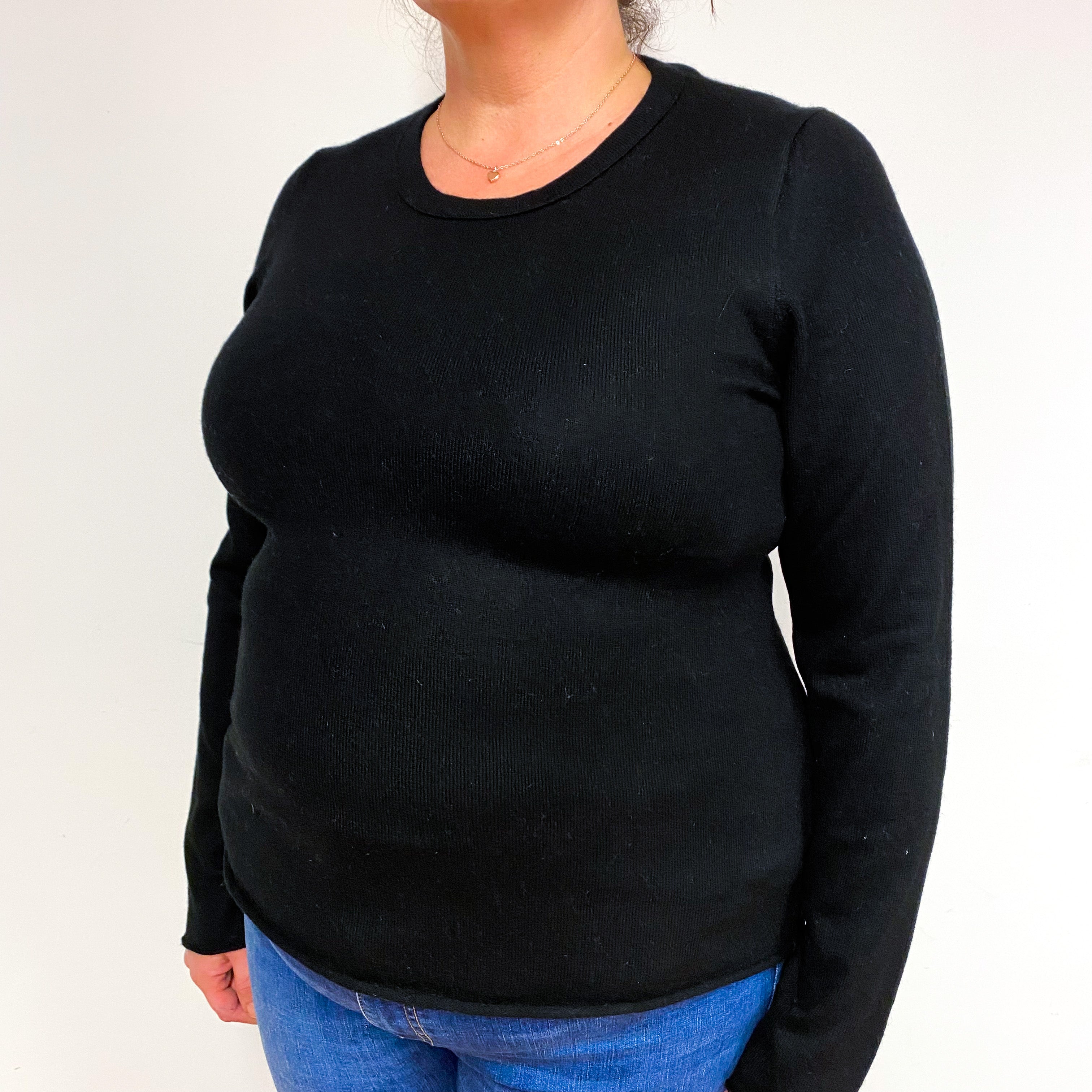 Black Cashmere Crew Neck Jumper Extra Large