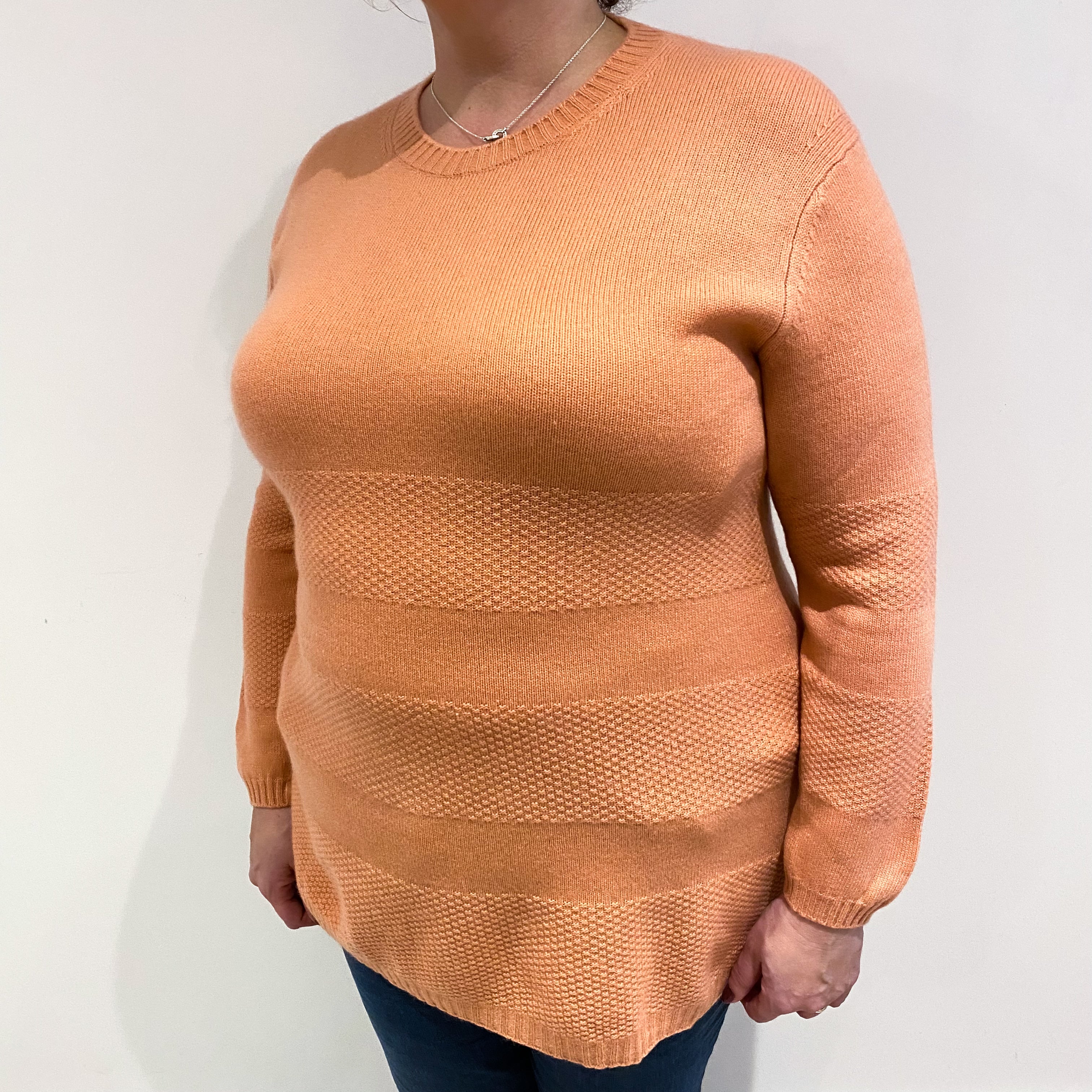 Salmon Pink Cashmere Crew Neck Jumper Extra Large
