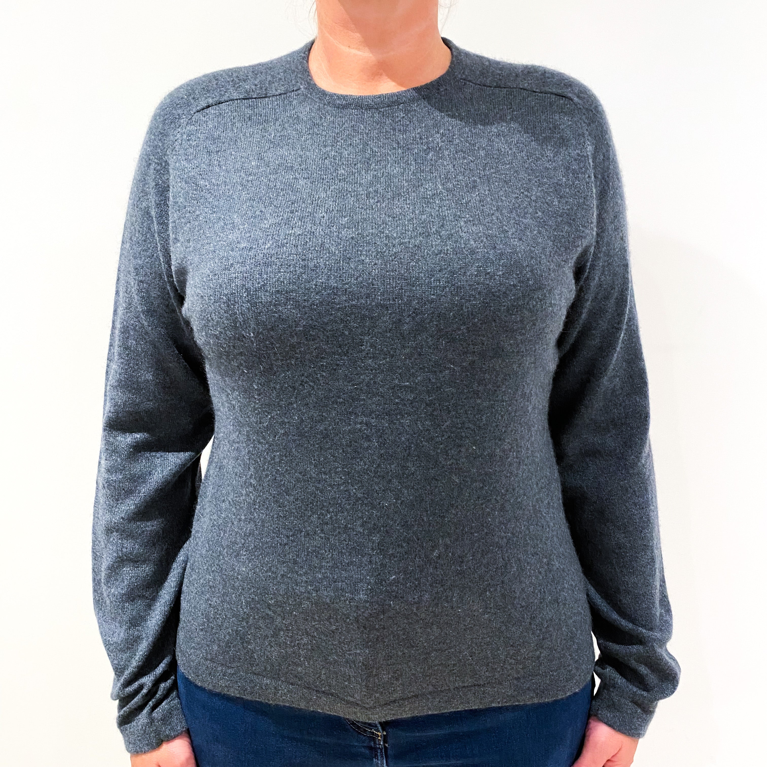 Slate Grey Cashmere Crew Neck Jumper Large