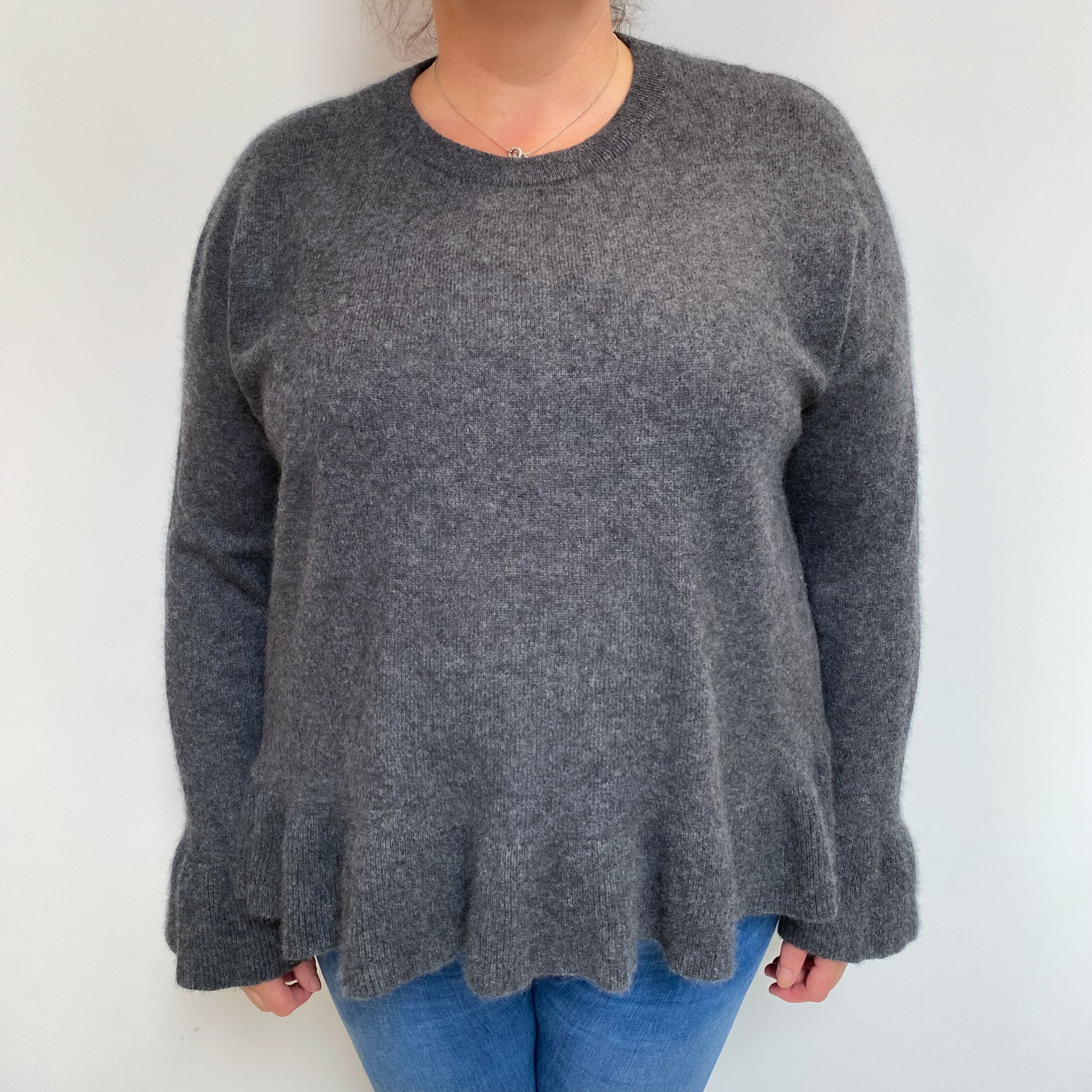 Slate Grey Cashmere Crew Neck Jumper Extra Large