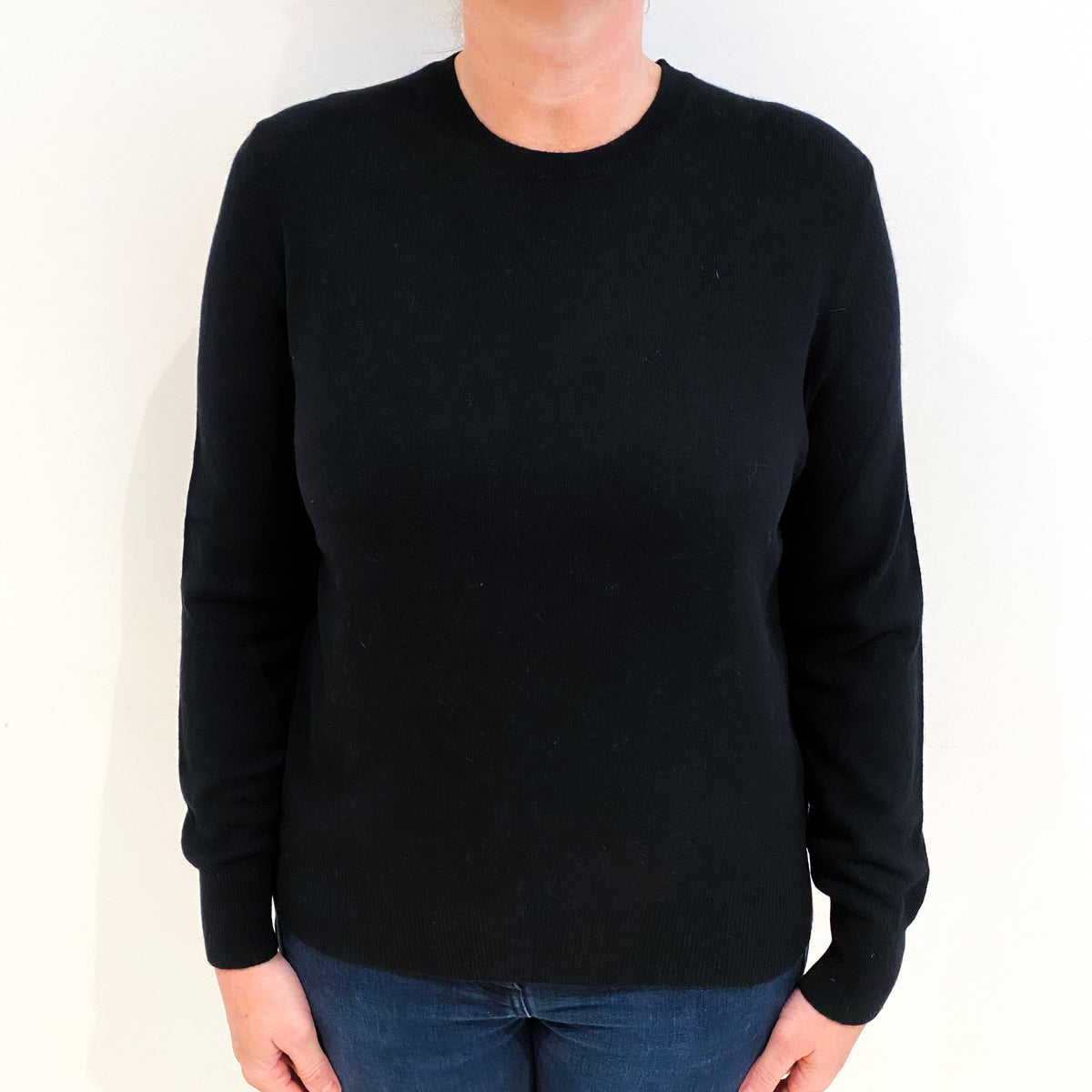 Black Cashmere Crew Neck Jumper Large