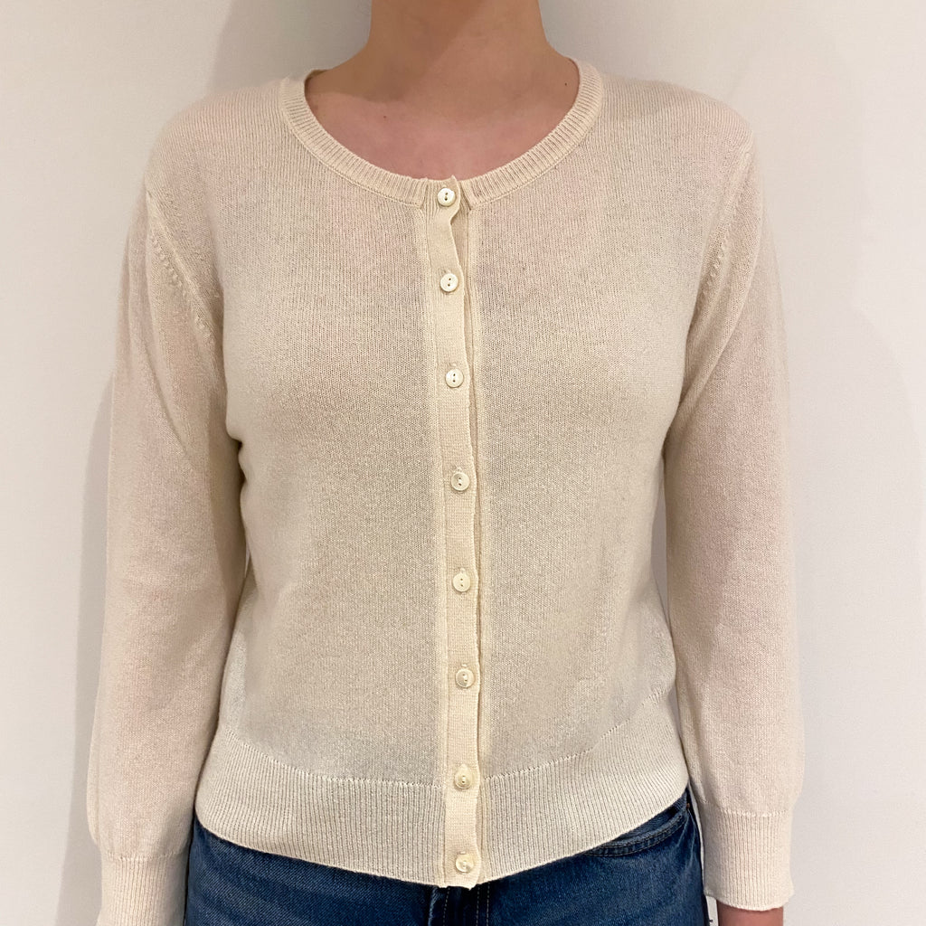 Vanilla Cream Cashmere Crew Neck Cardigan Extra Small