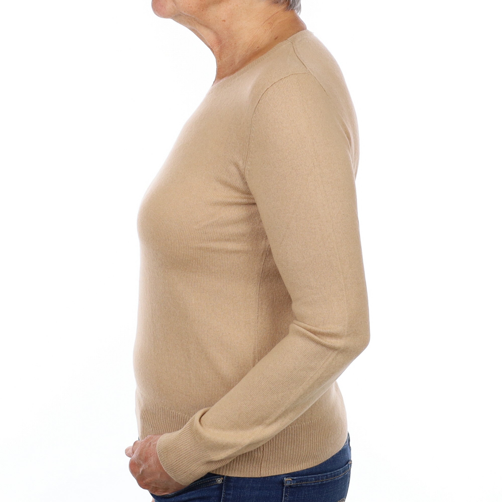 Caramel Brown Cashmere Crew Neck Jumper Medium