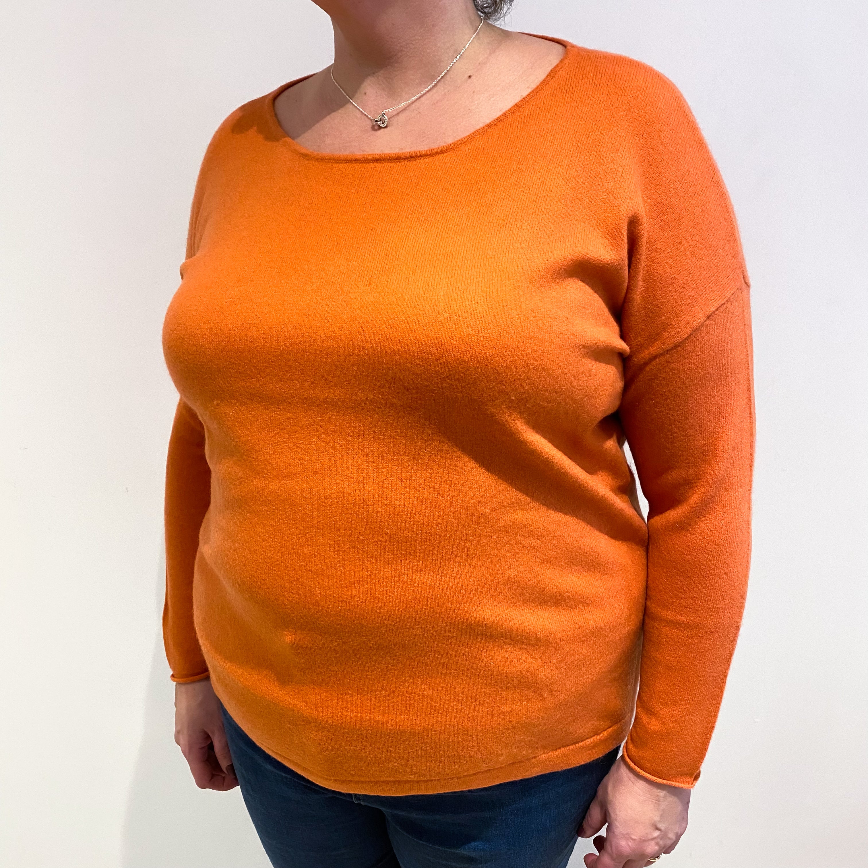 Pumpkin Orange Cashmere Crew Neck Jumper Extra Large