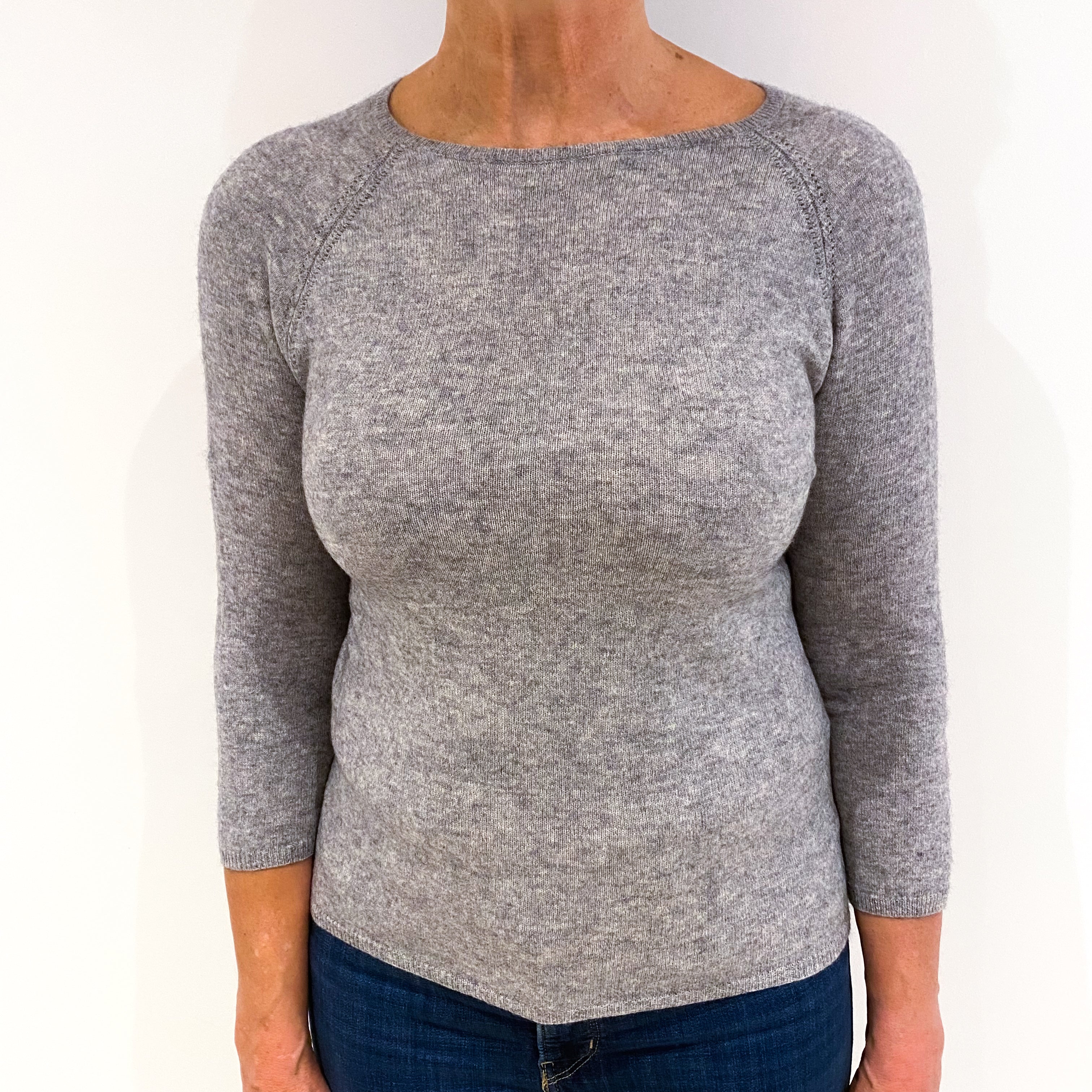 Smoke Grey Cashmere Crew Neck Jumper Medium