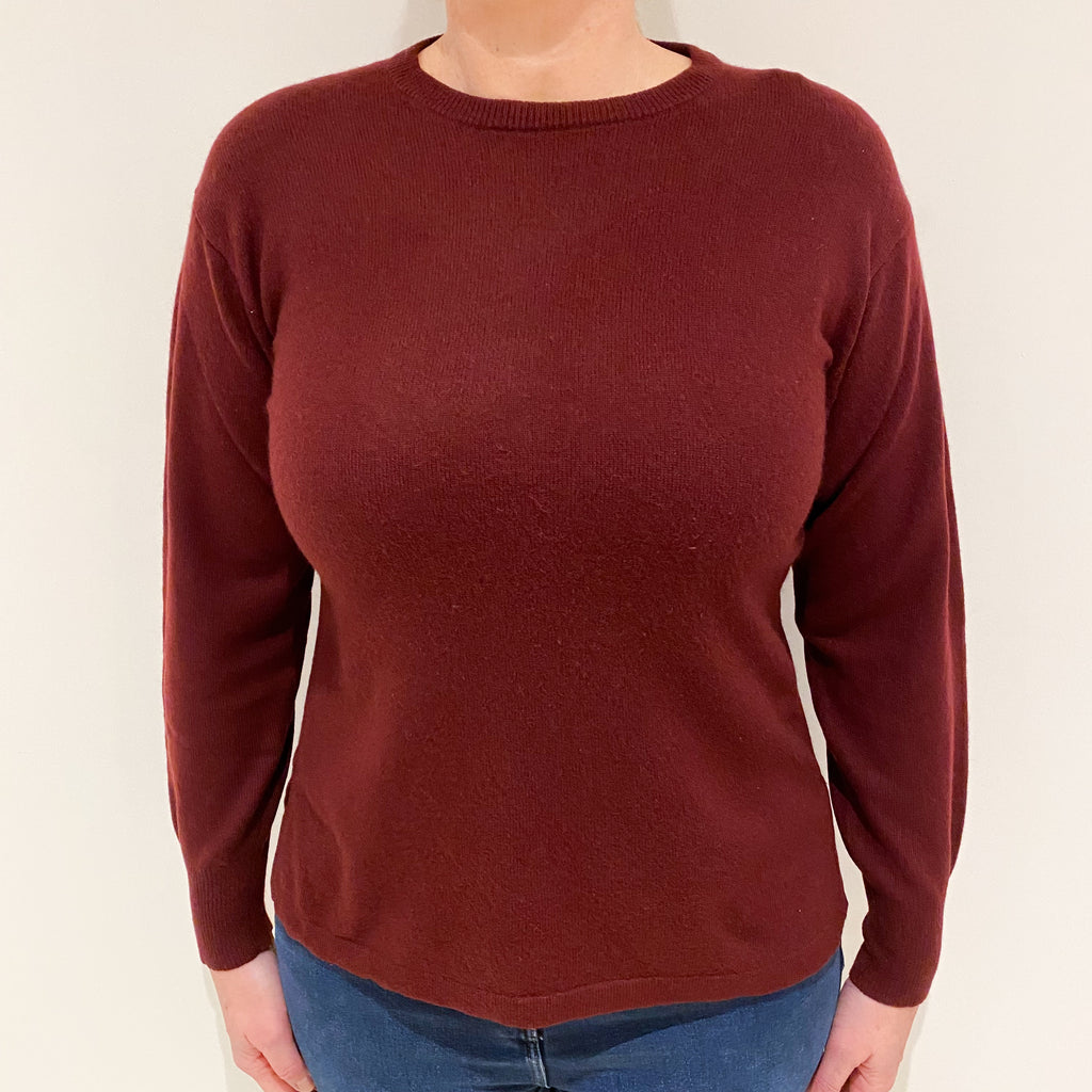 Maroon Red Cashmere Crew Neck Jumper Large
