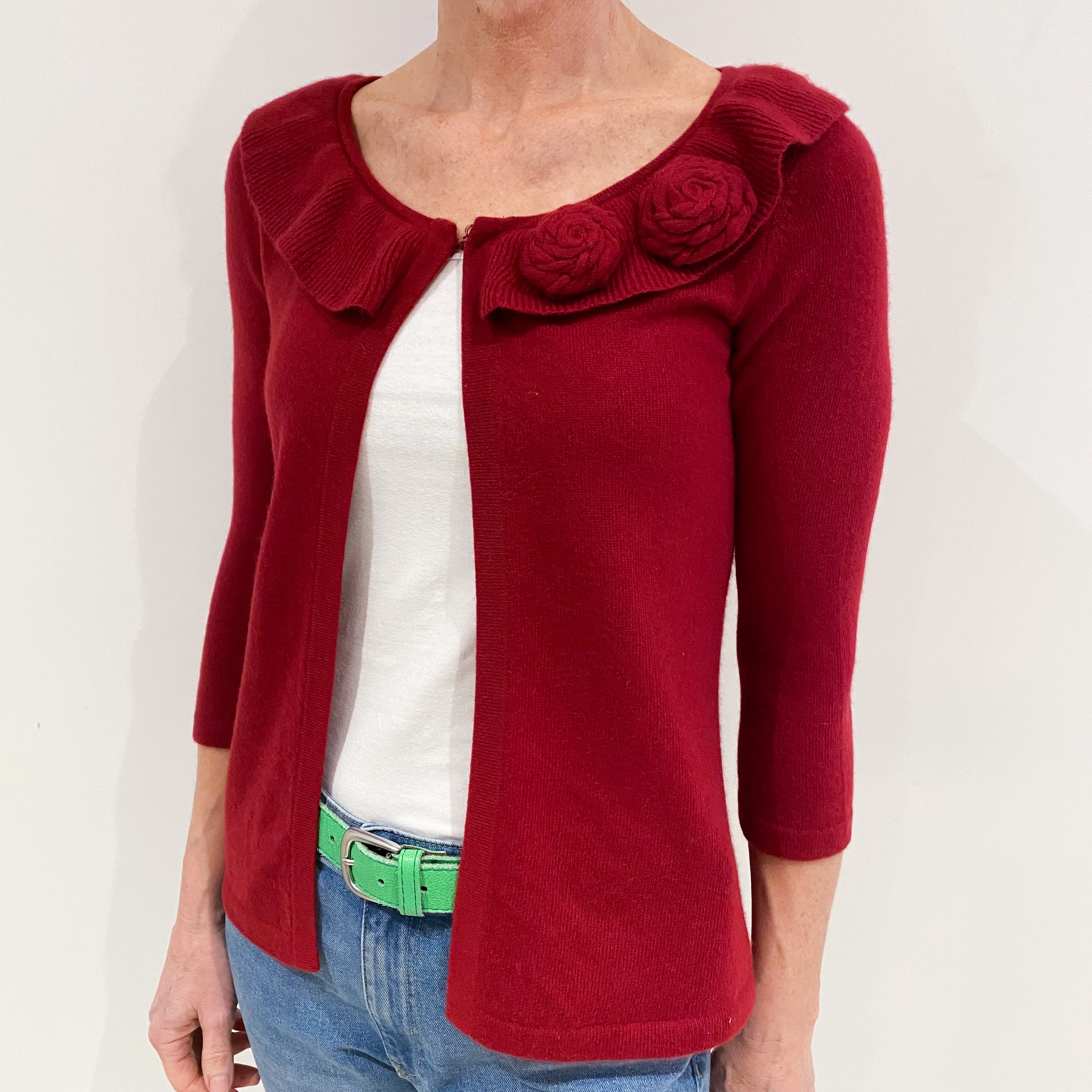 Crimson Red Cashmere Cardigan Small