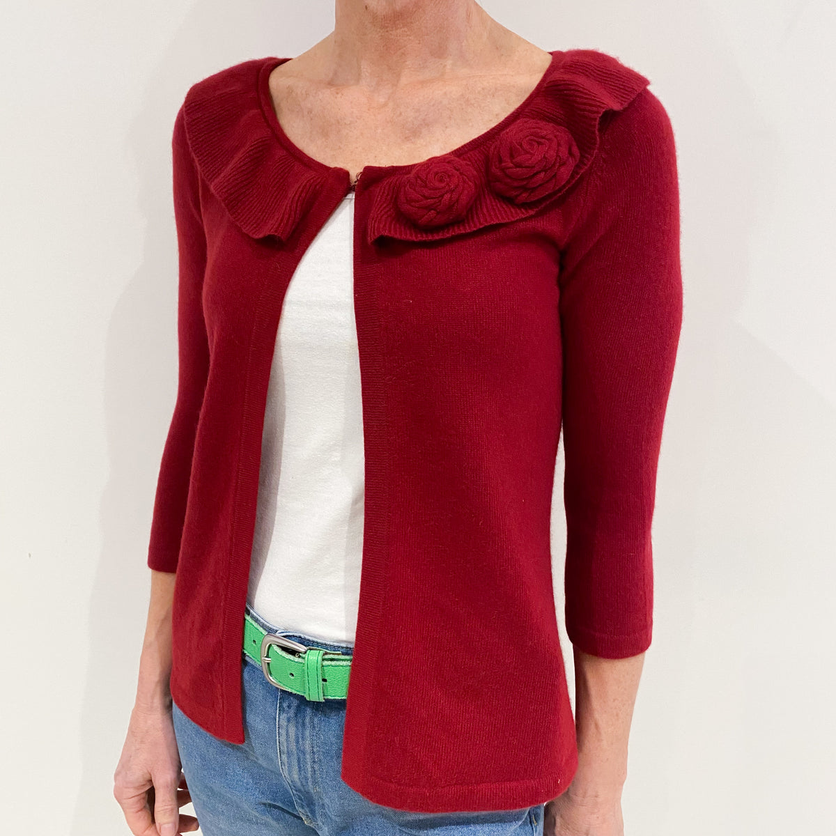 Crimson Red Cashmere Cardigan Small