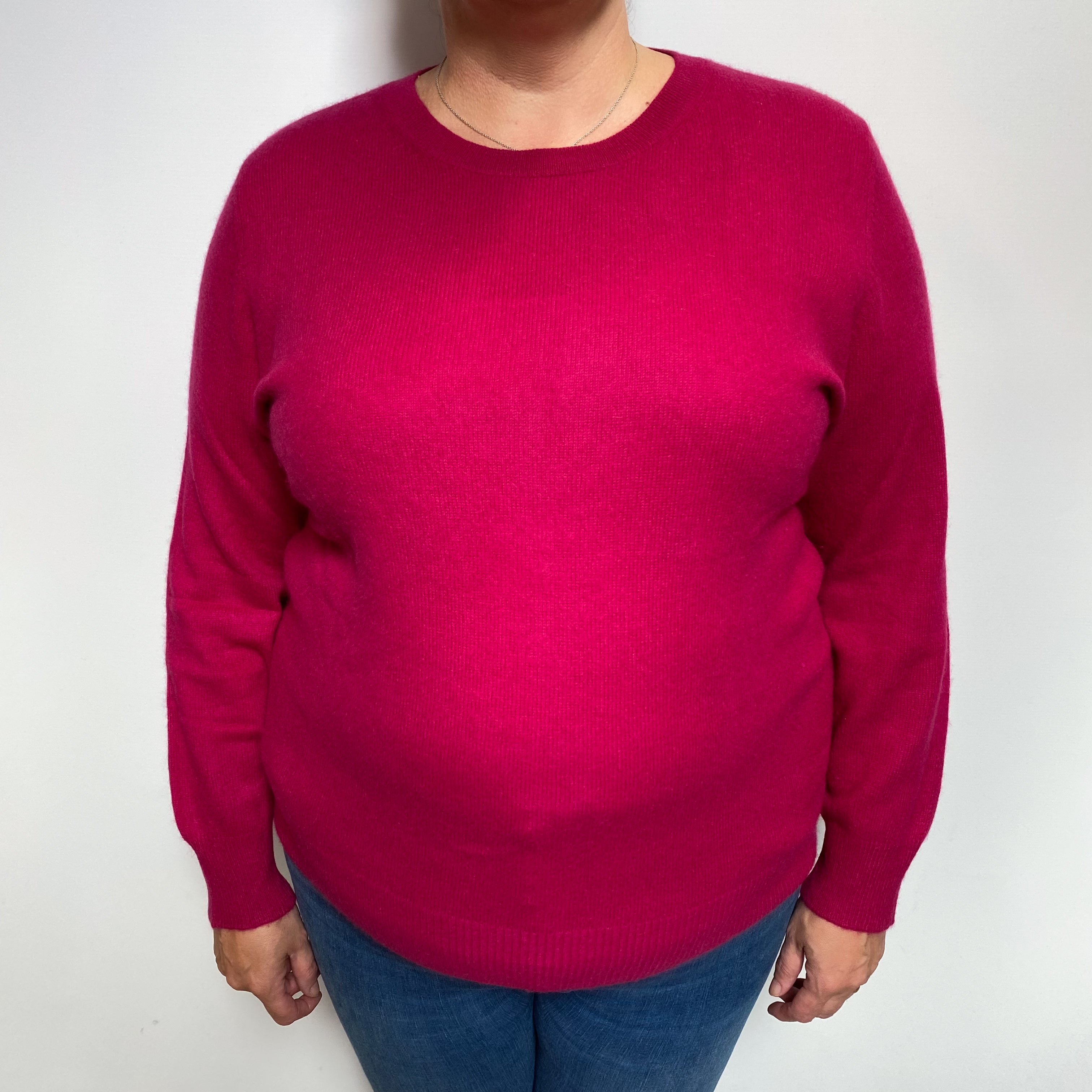 Neiman Marcus Cherry Pink Cashmere Crew Neck Jumper Extra Large