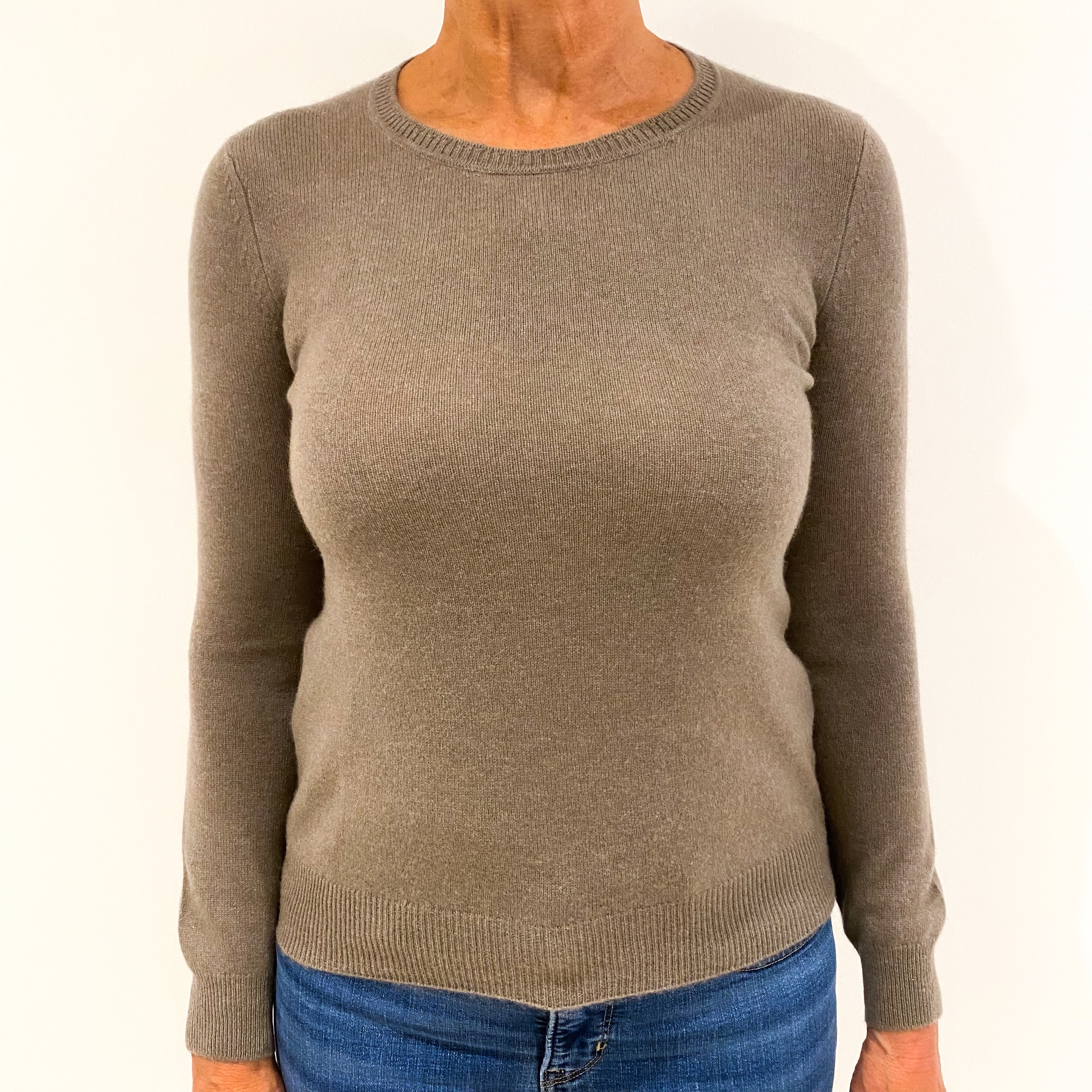 Mushroom Brown Cashmere Crew Neck Jumper Medium
