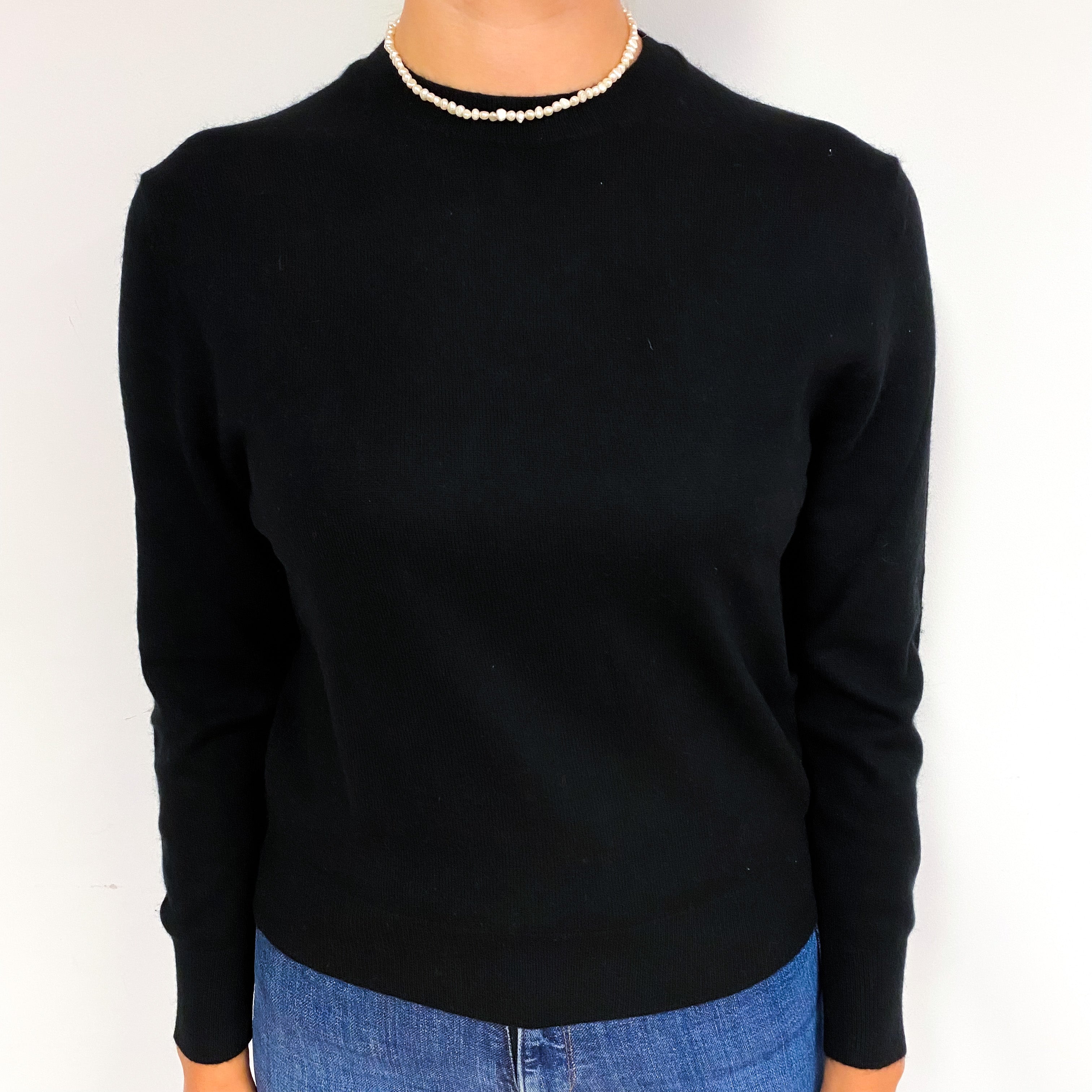 Black Cashmere Crew Neck Jumper Small