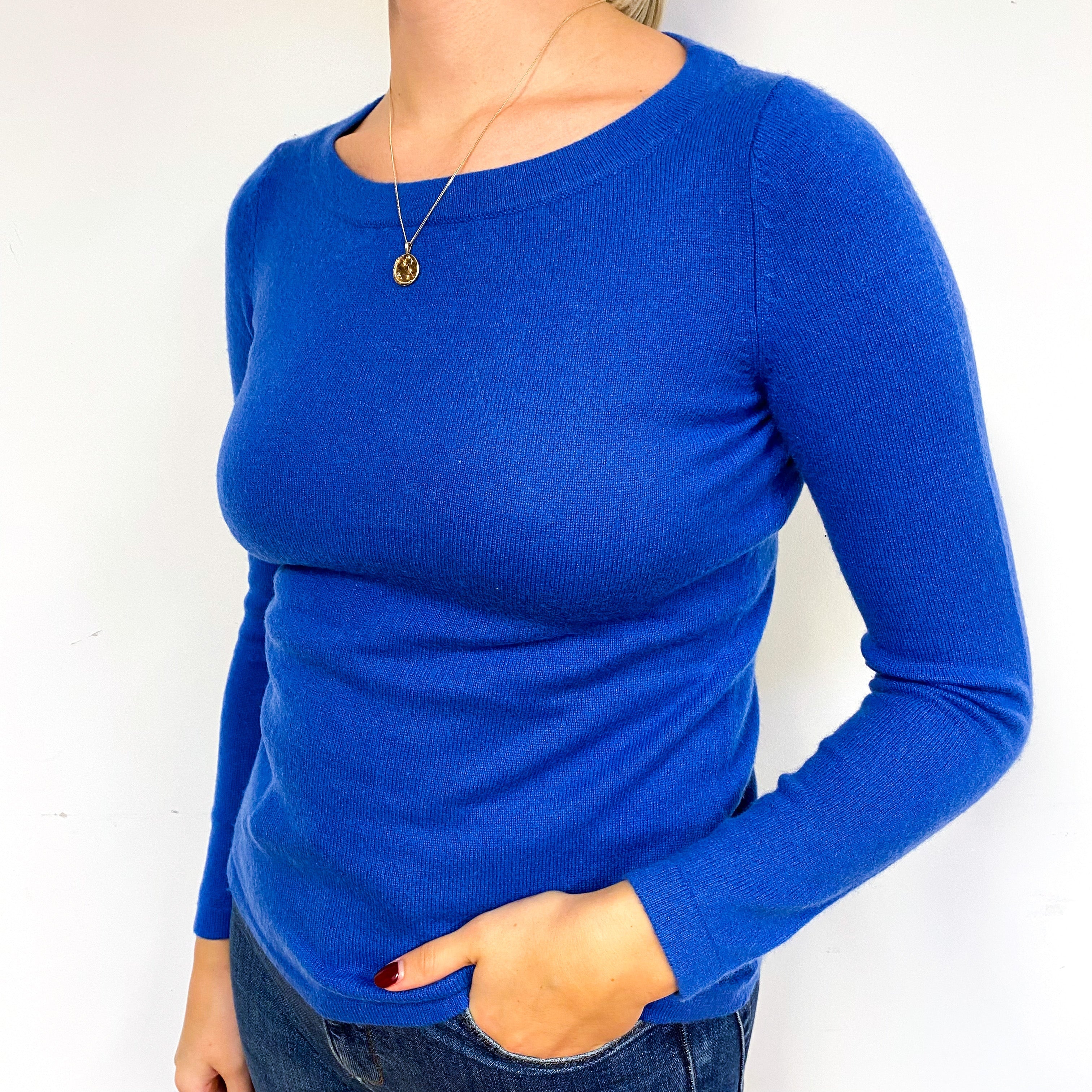 Tanzanite Blue Cashmere Crew Neck Jumper Small