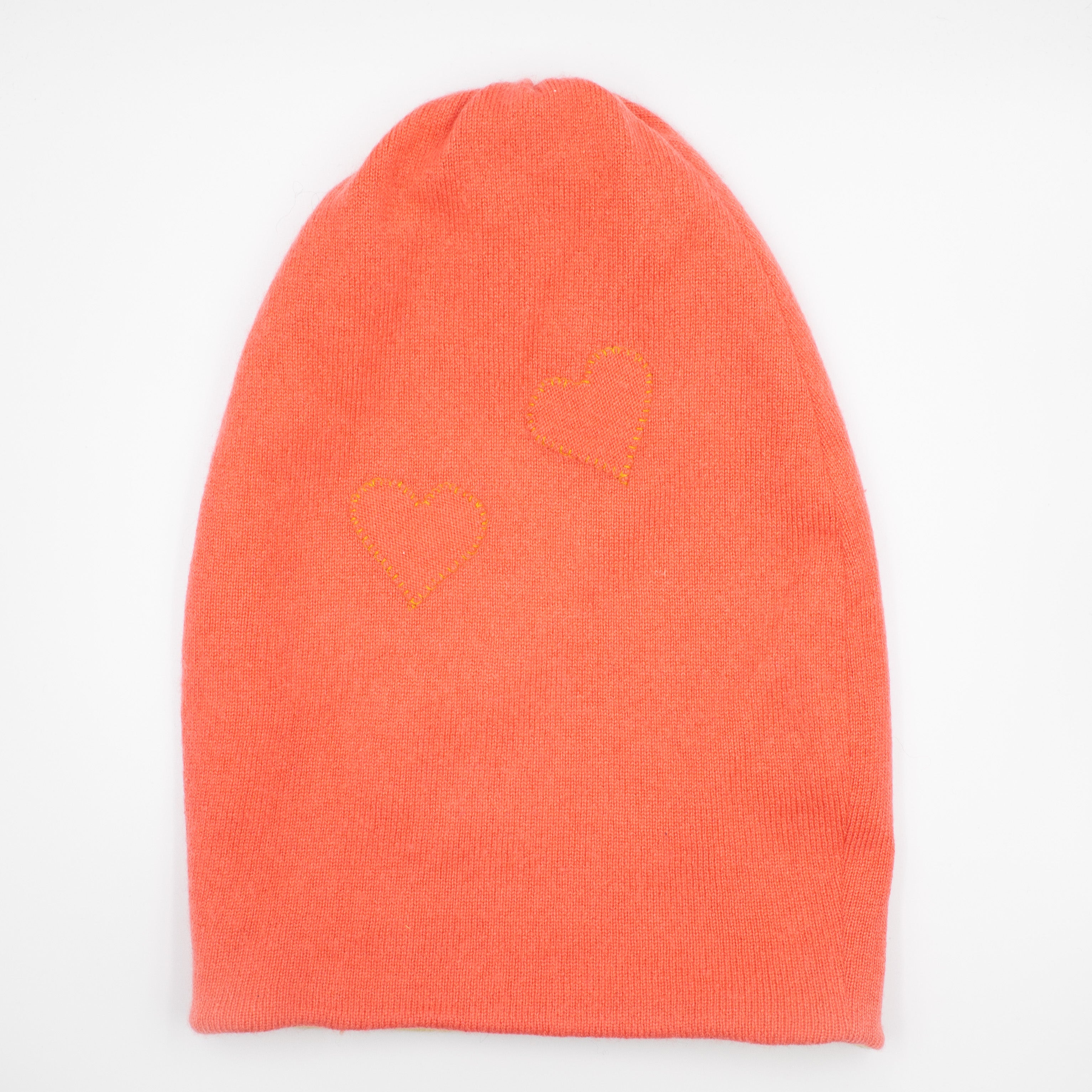 Sunset Orange and Pistachio Reversible Slouchy Beanie Hat