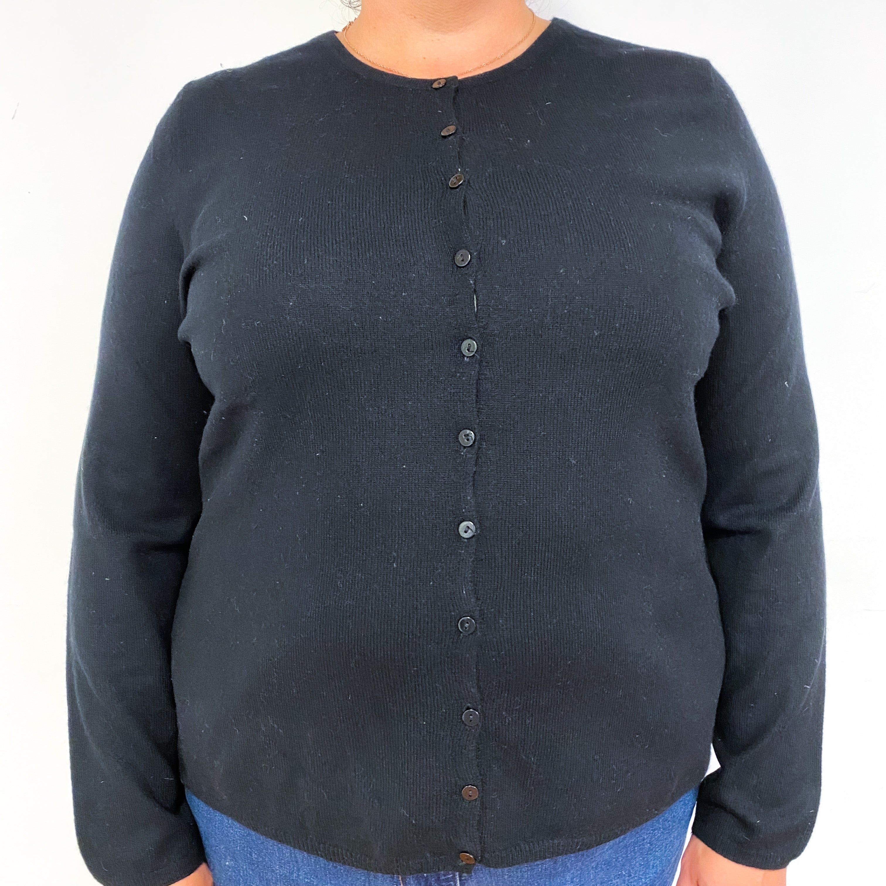 Black Cashmere Crew Neck Cardigan Extra Large