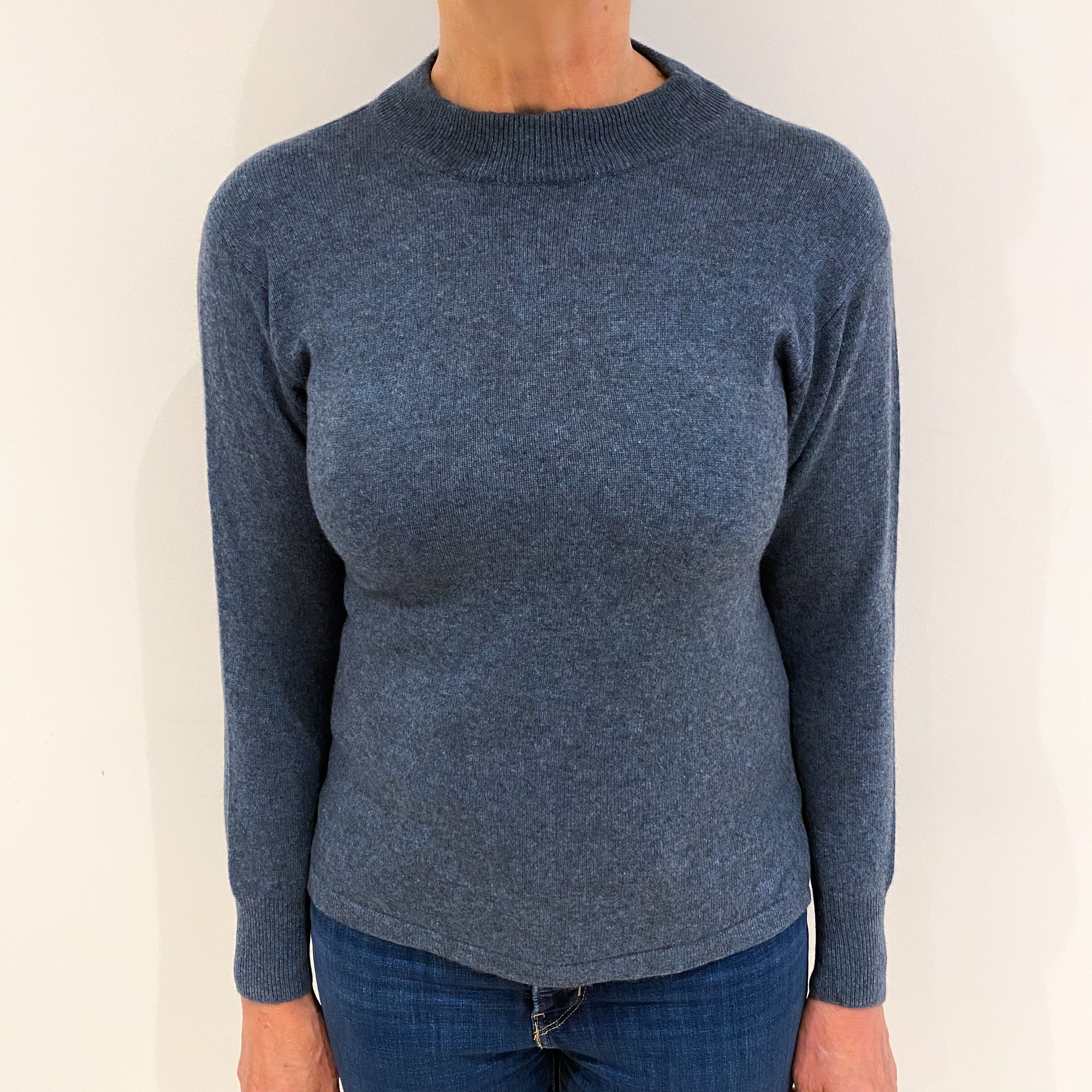 Deep Denim Blue Cashmere Turtle Neck Jumper Medium