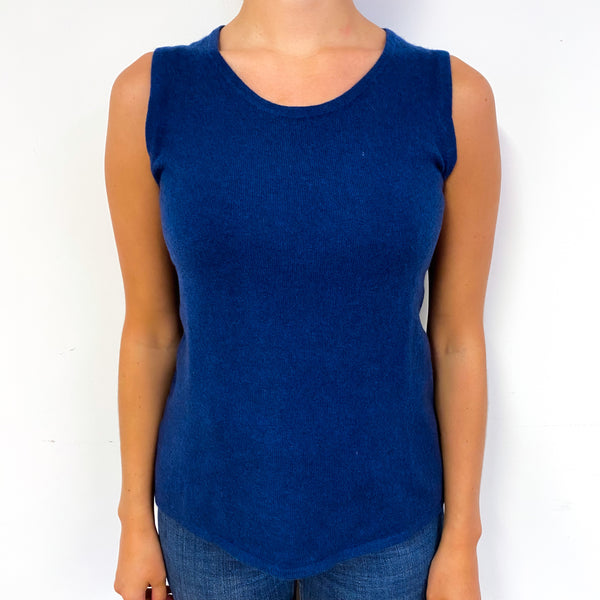 Prussian Blue Cashmere Crew Neck Tank Top Small