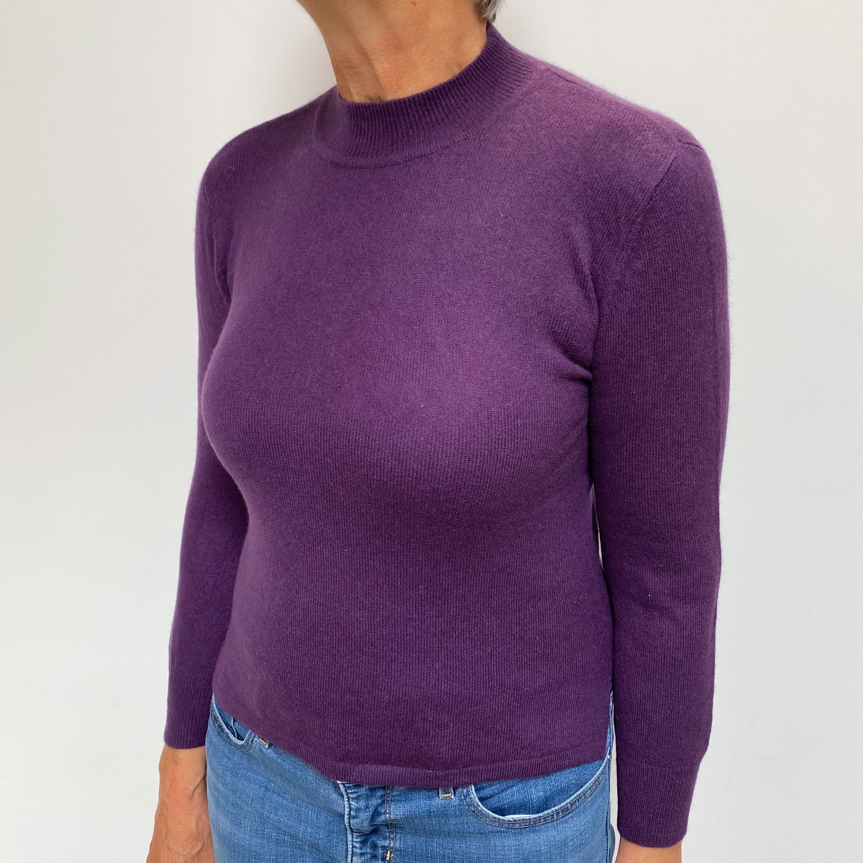 Iris Purple Cashmere Turtle Neck Jumper Medium