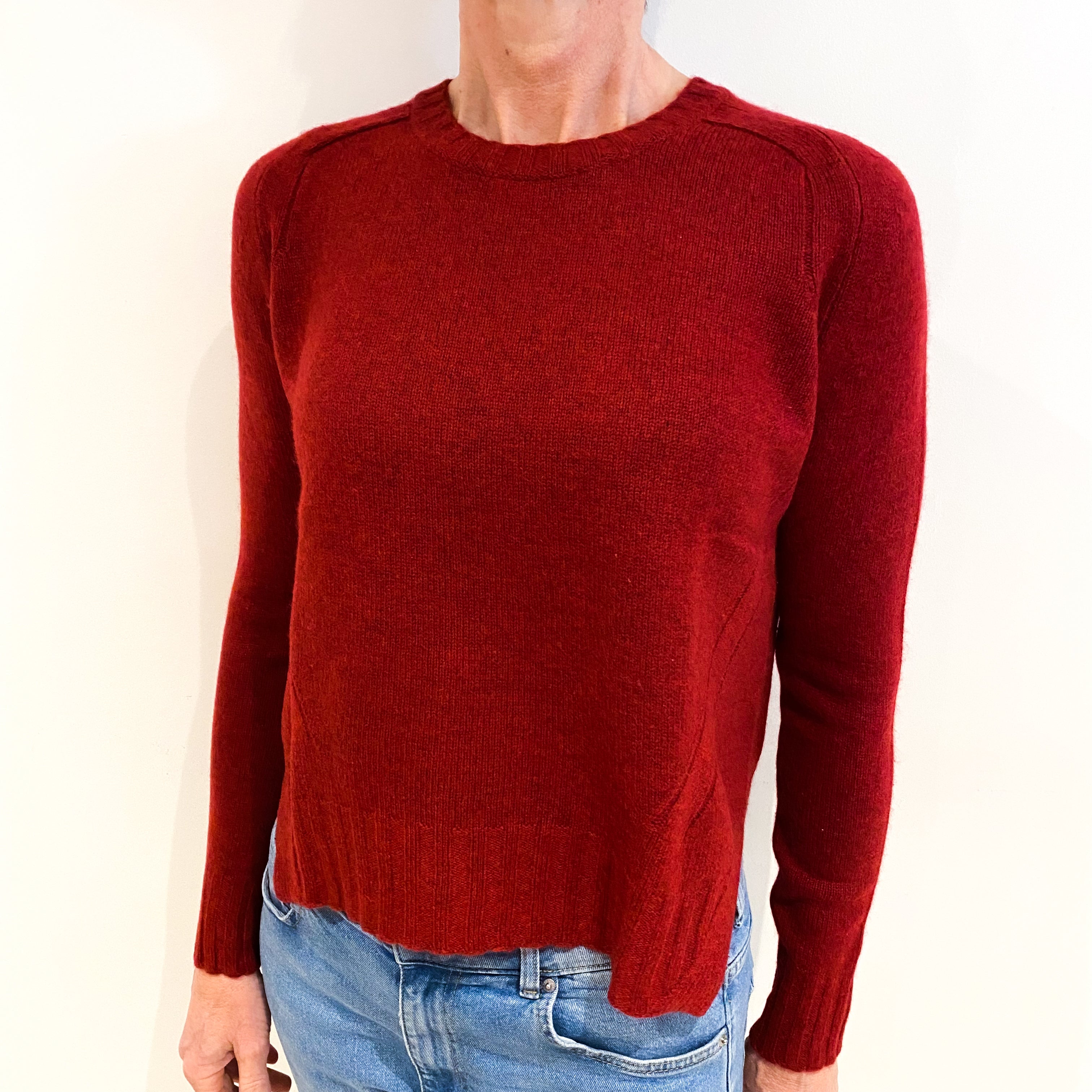 Maroon Red Cashmere Crew Neck Jumper Small