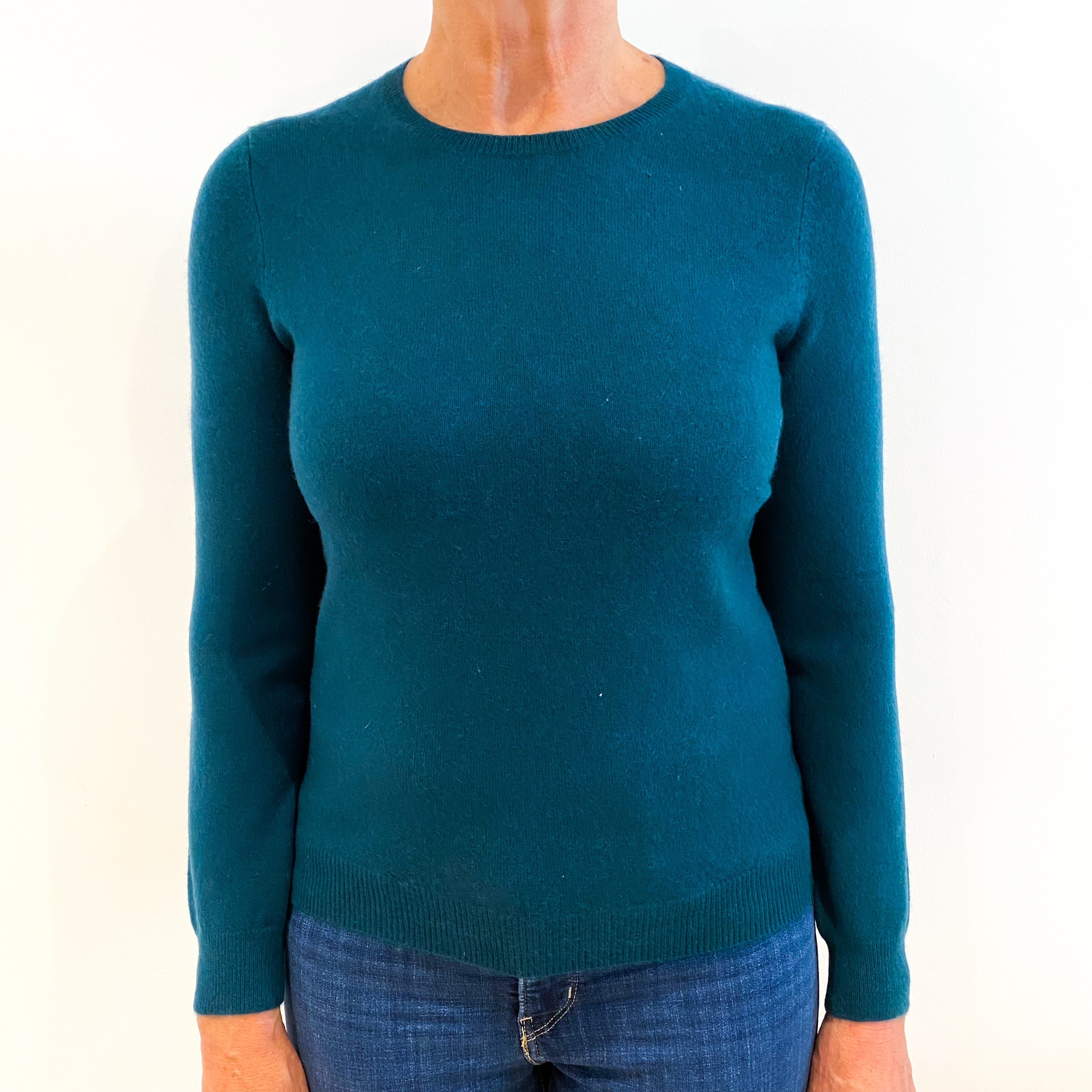 Forest Green Cashmere Crew Neck Jumper Medium