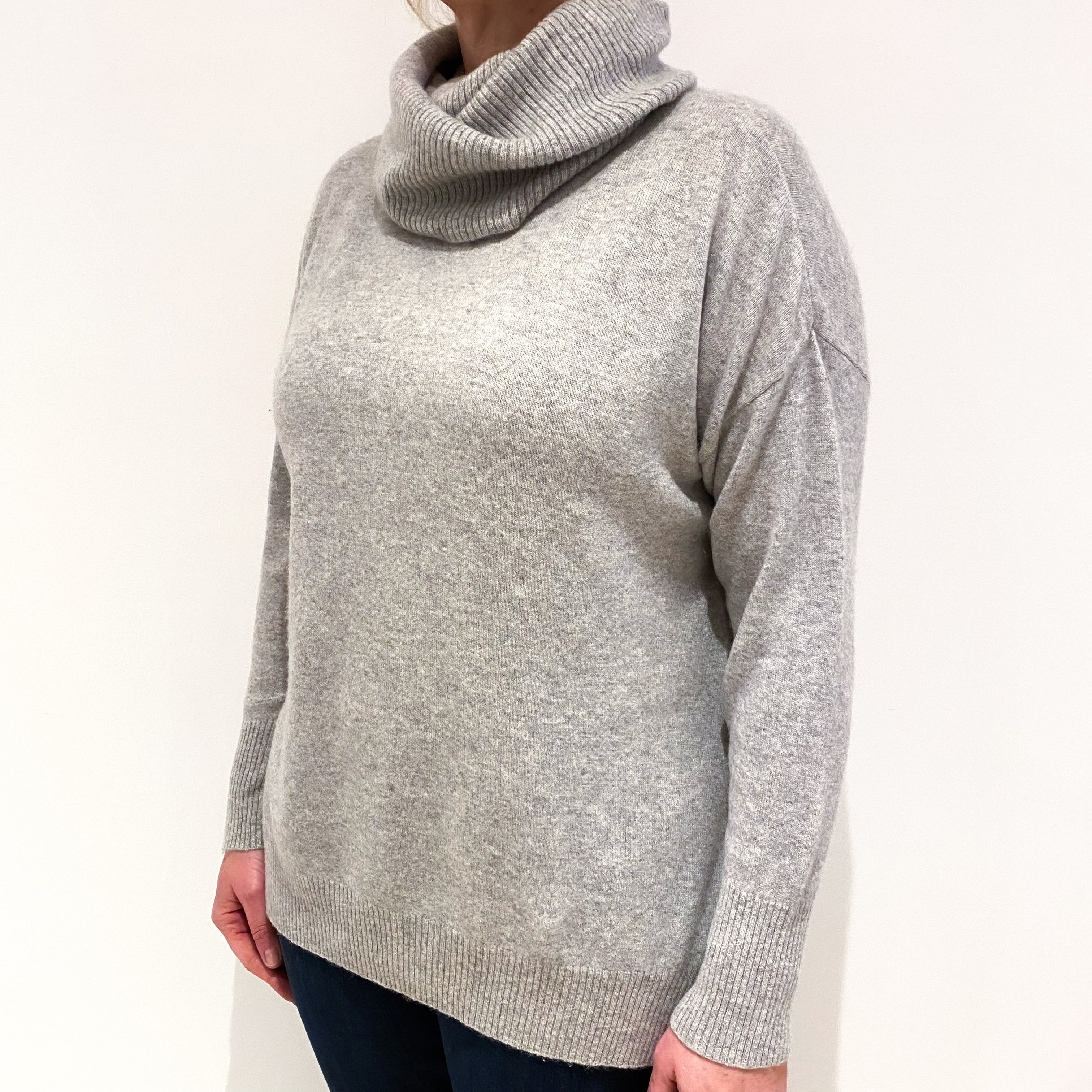 Smoke Grey Cashmere Cowl Neck Large