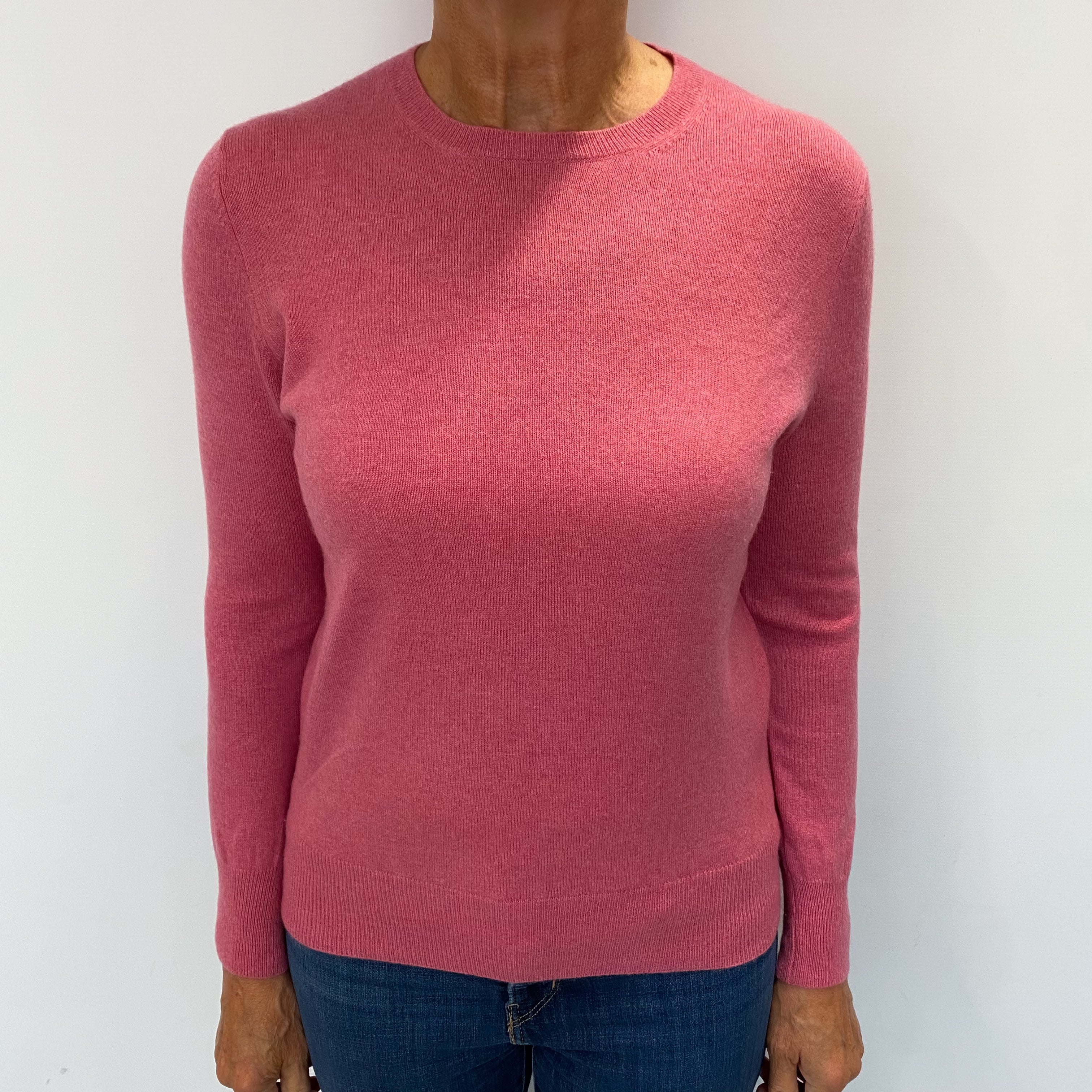 Loganberry Pink Cashmere Crew Neck Jumper Medium