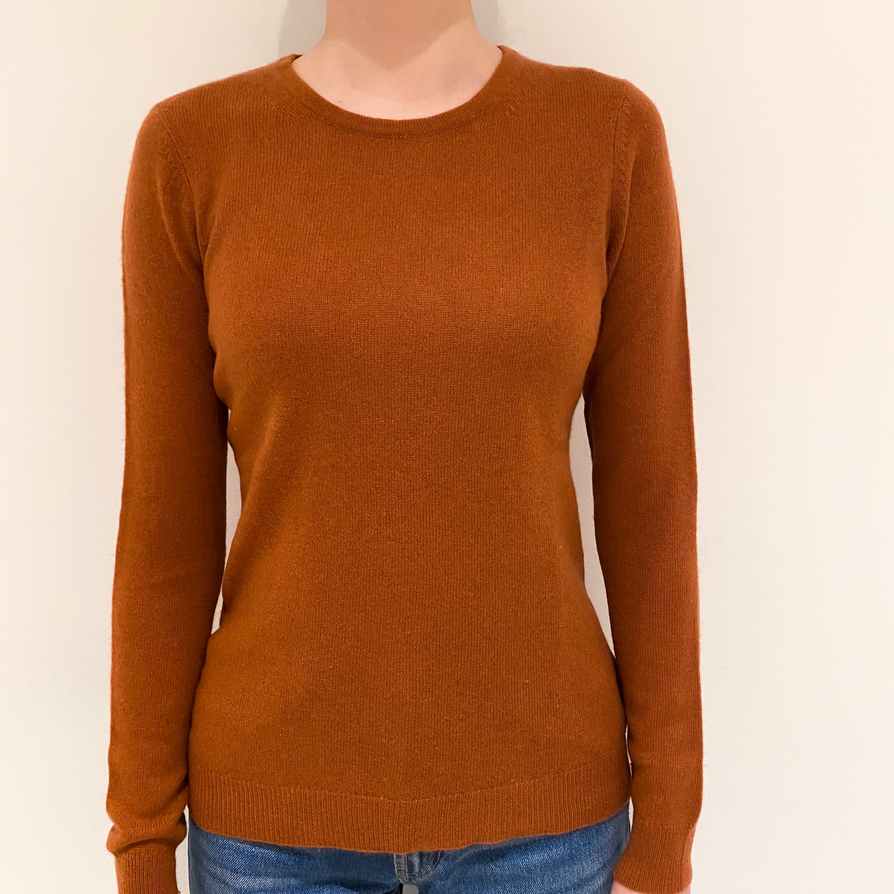 Rust Brown Cashmere Crew Neck Jumper Extra Small