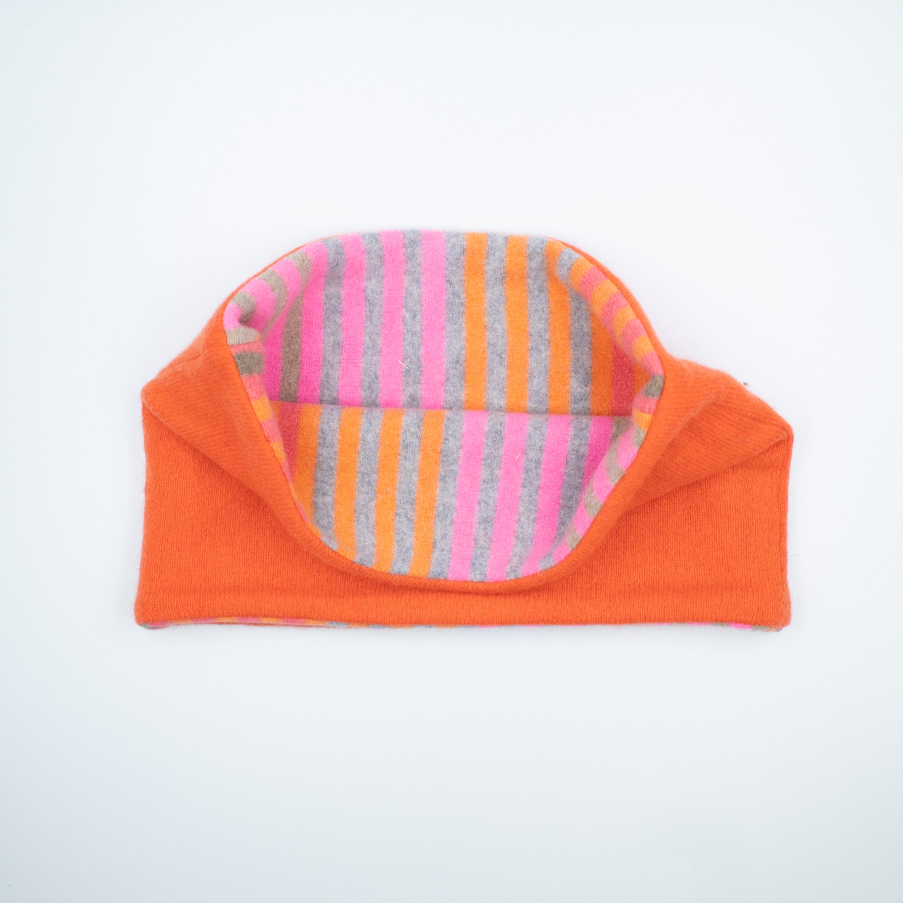 Bright Orange with Pink and Grey Stripe Neck Warmer