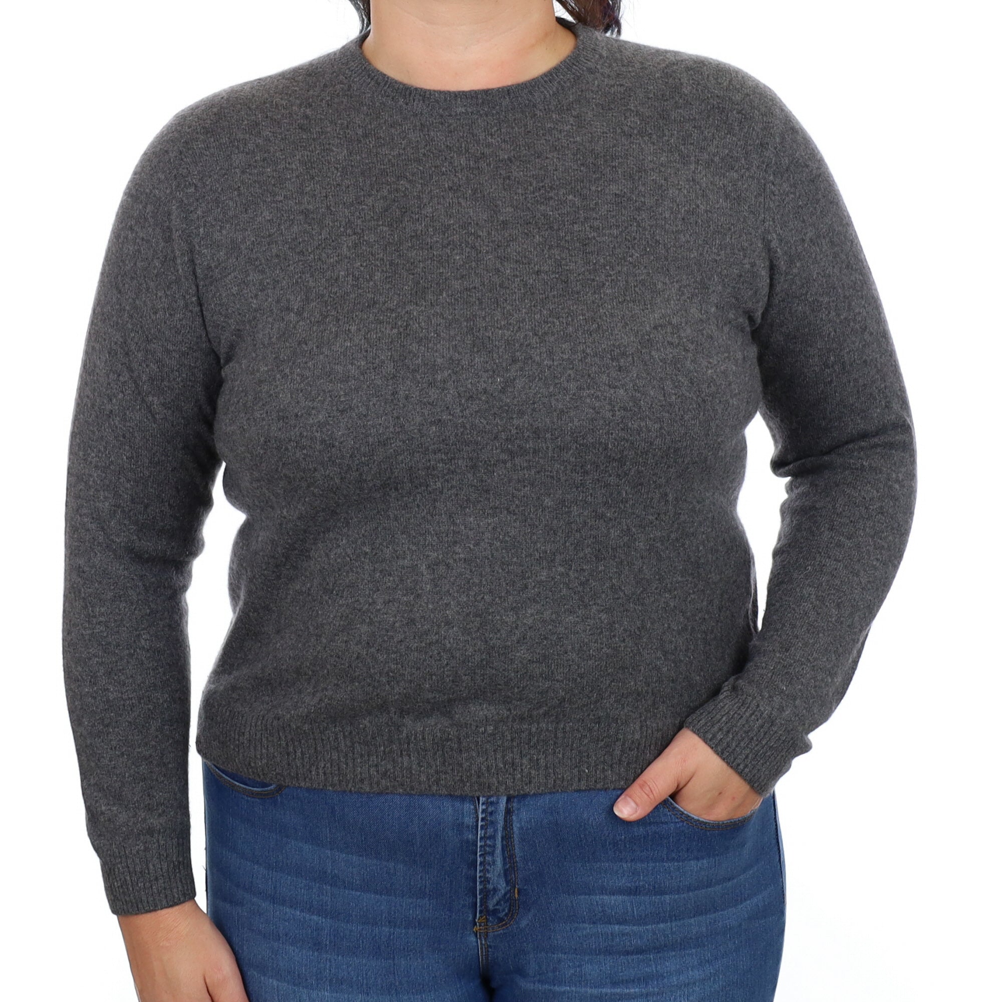 Slate Grey Cashmere Crew Neck Jumper Large