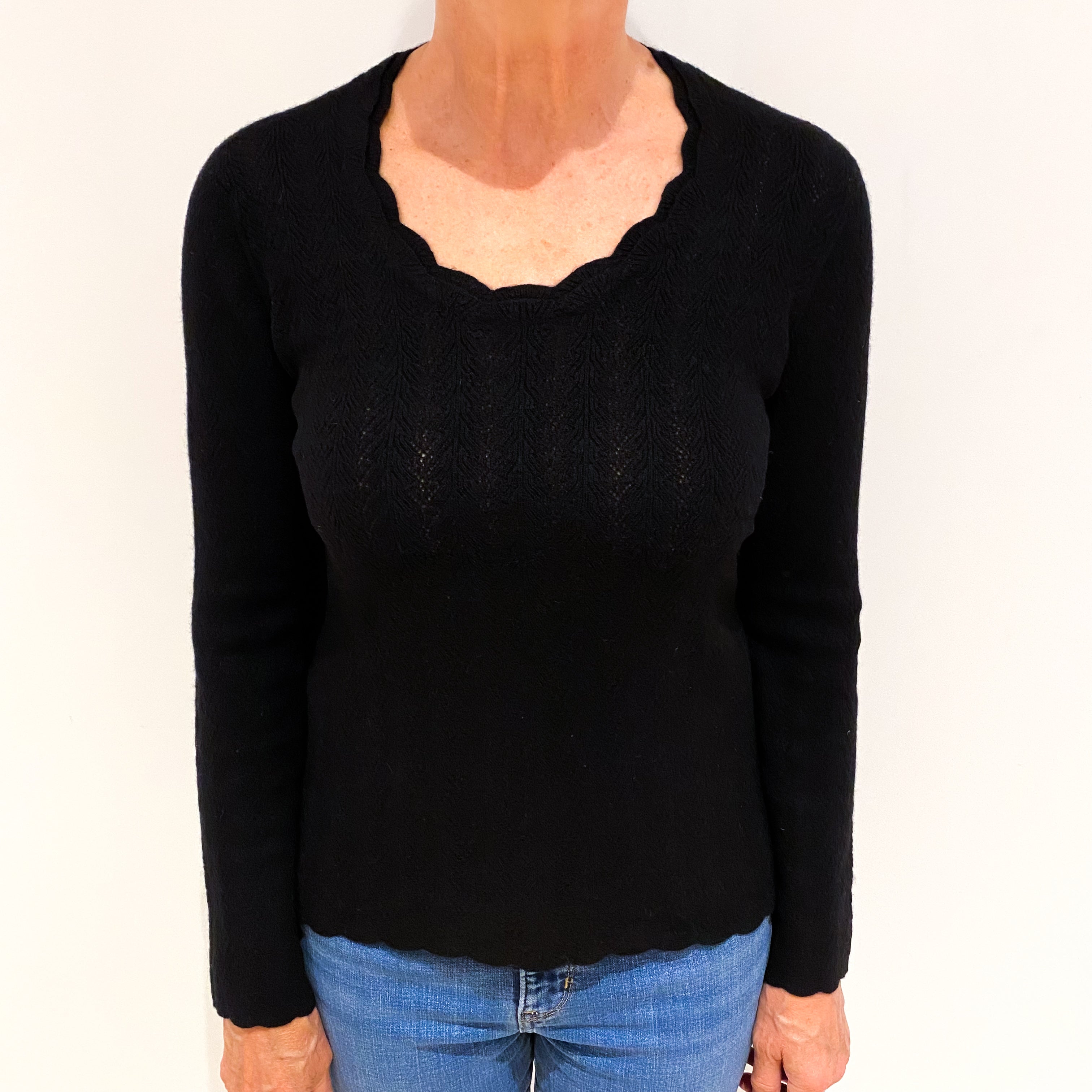 Black Cashmere Scoop Neck Jumper Medium