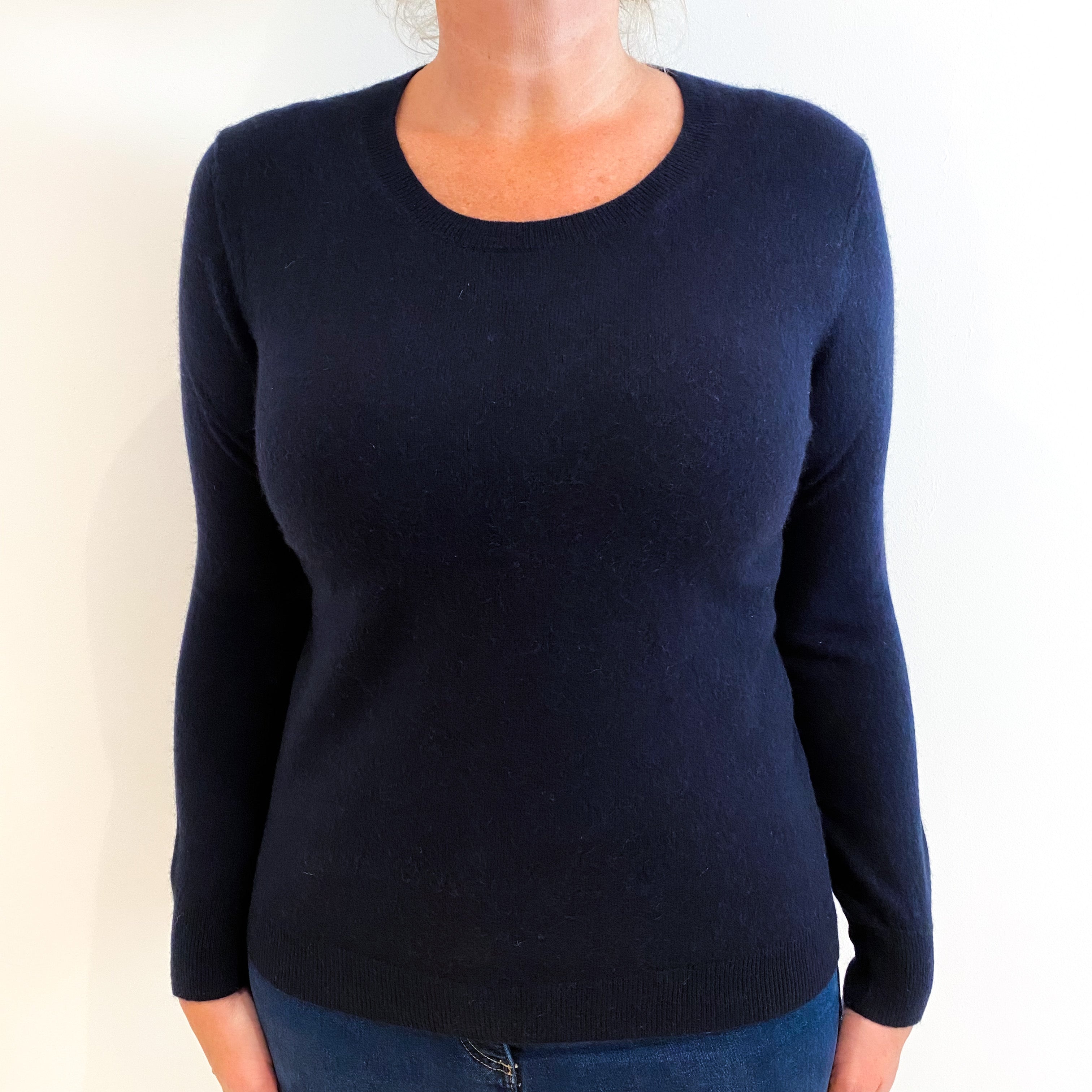 Navy Blue Cashmere Crew Neck Jumper Large