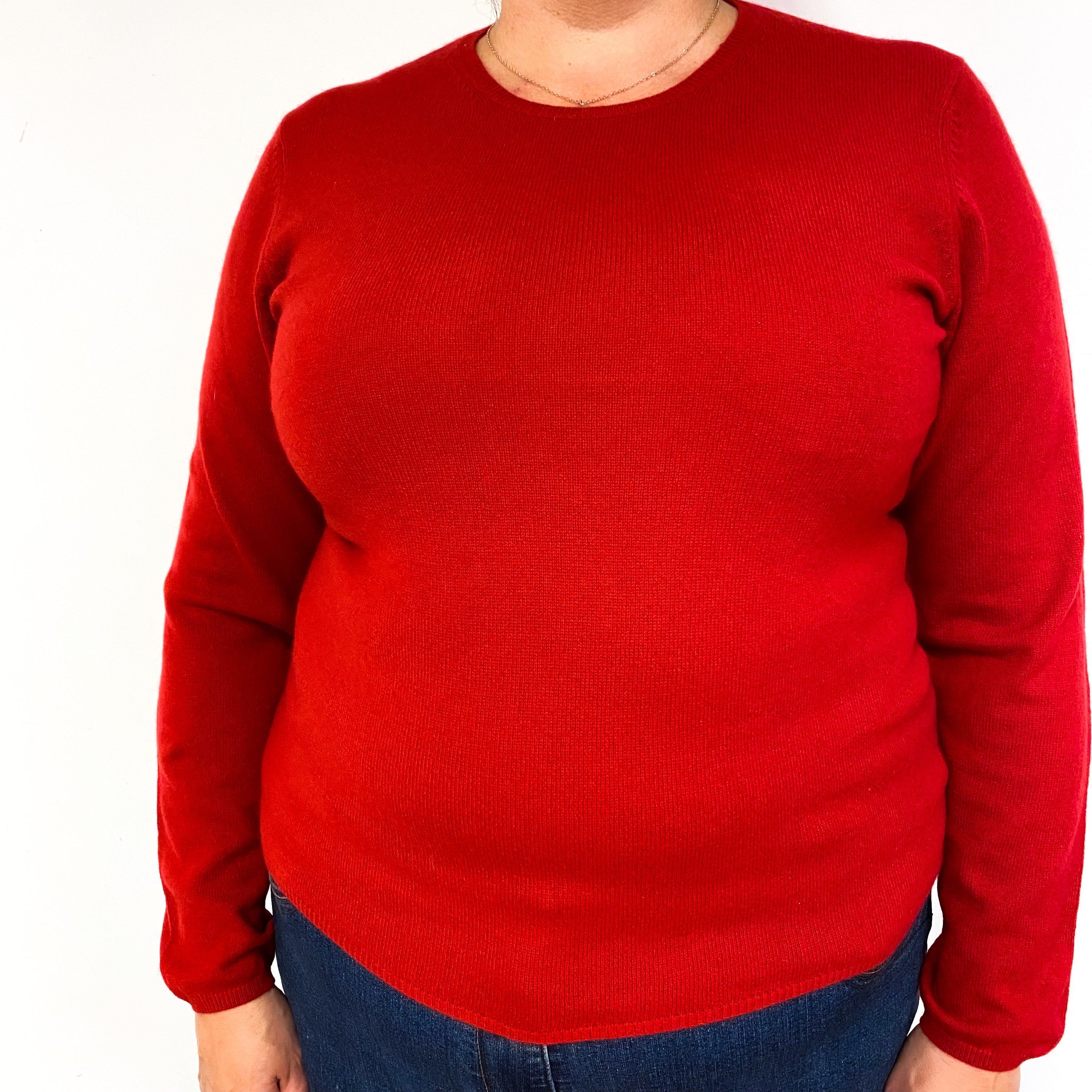 Post Box Red Cashmere Crew Neck Jumper Extra Large