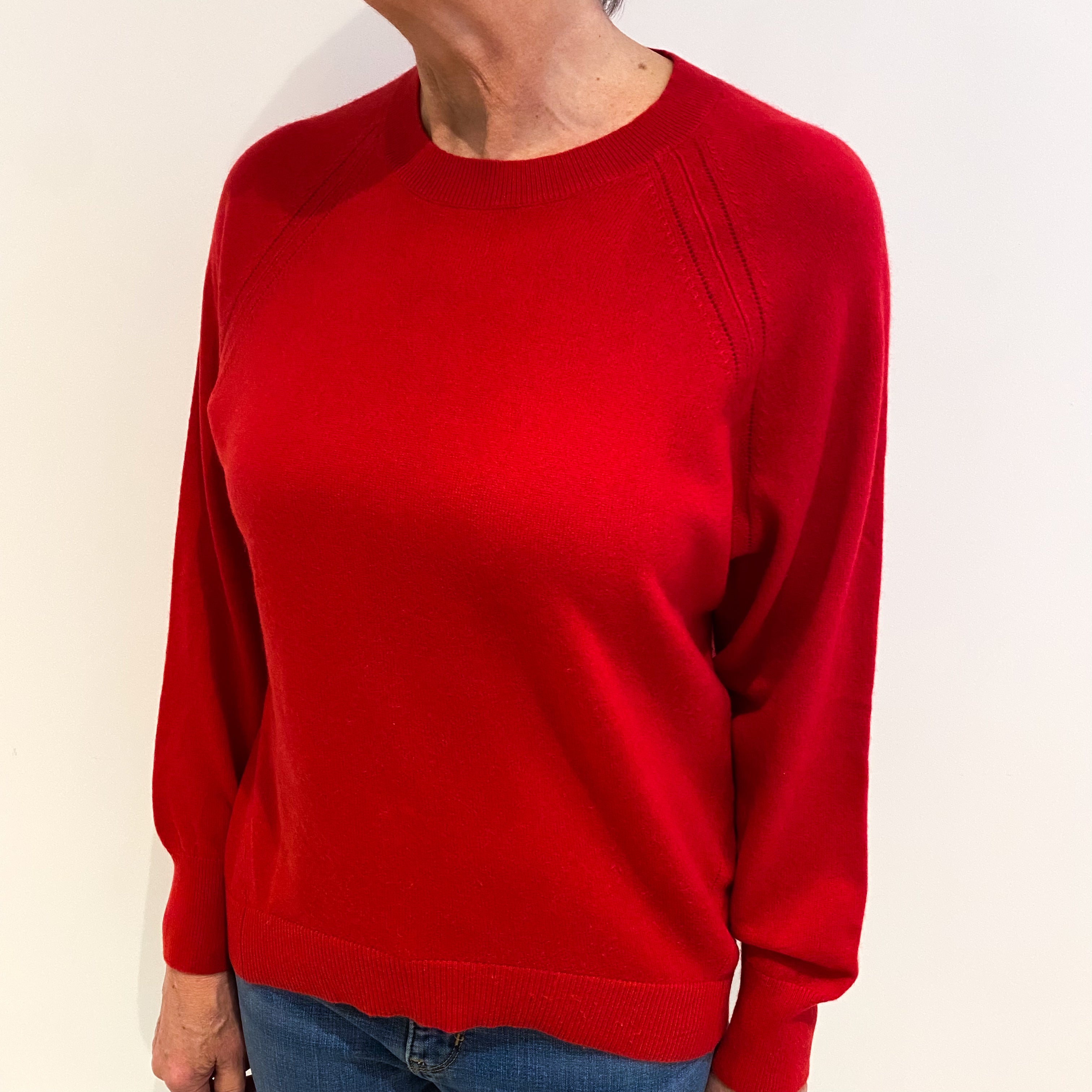 Scarlet Red Cashmere Crew Neck Jumper Medium