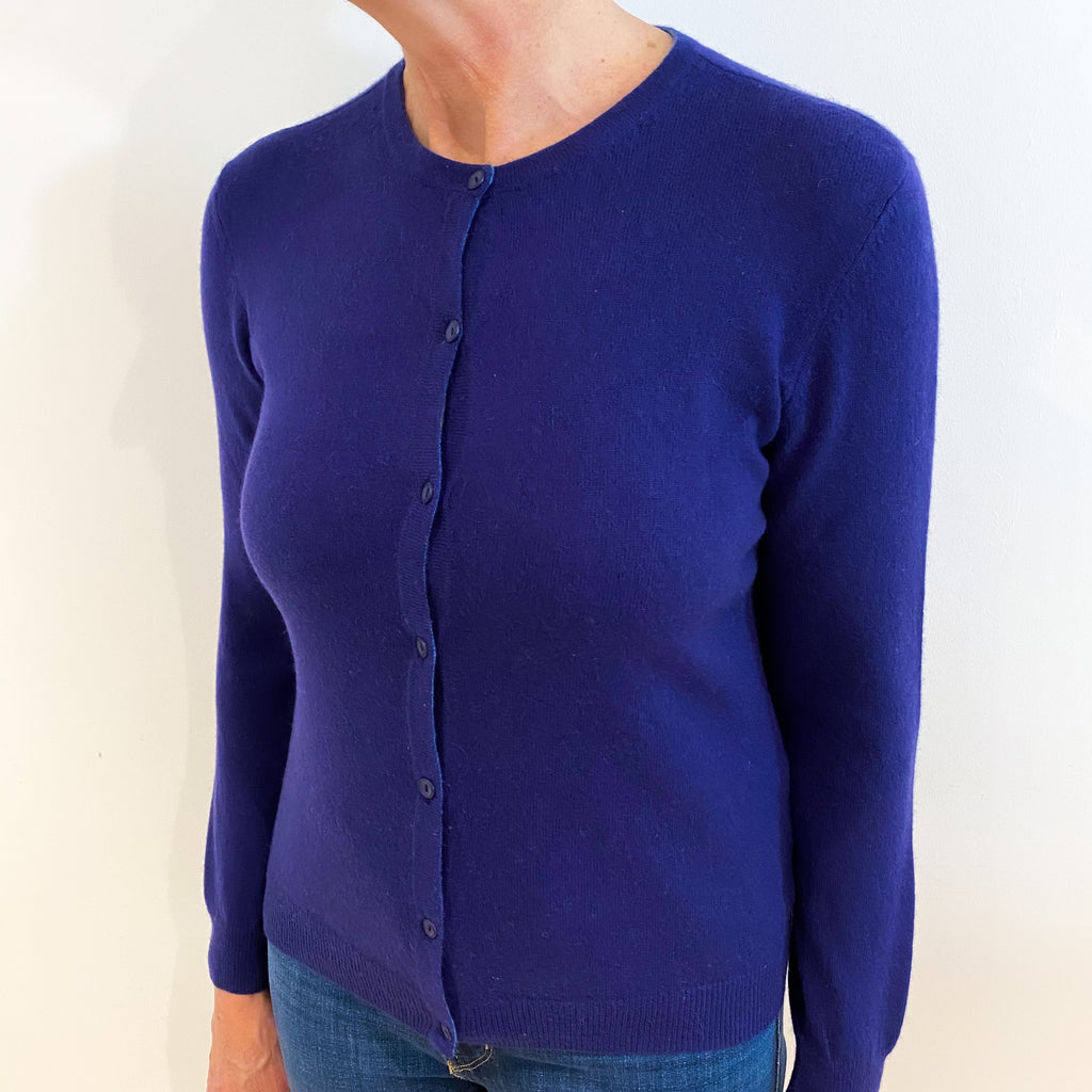 Indigo Blue Cashmere Crew Neck Cardigan Medium
